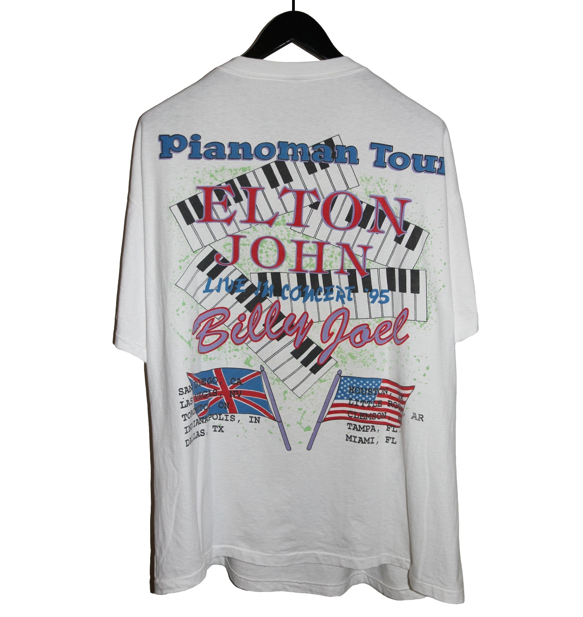 Elton John Billy Joel 1995 Face To Face World Tour Shirt - Faded AU