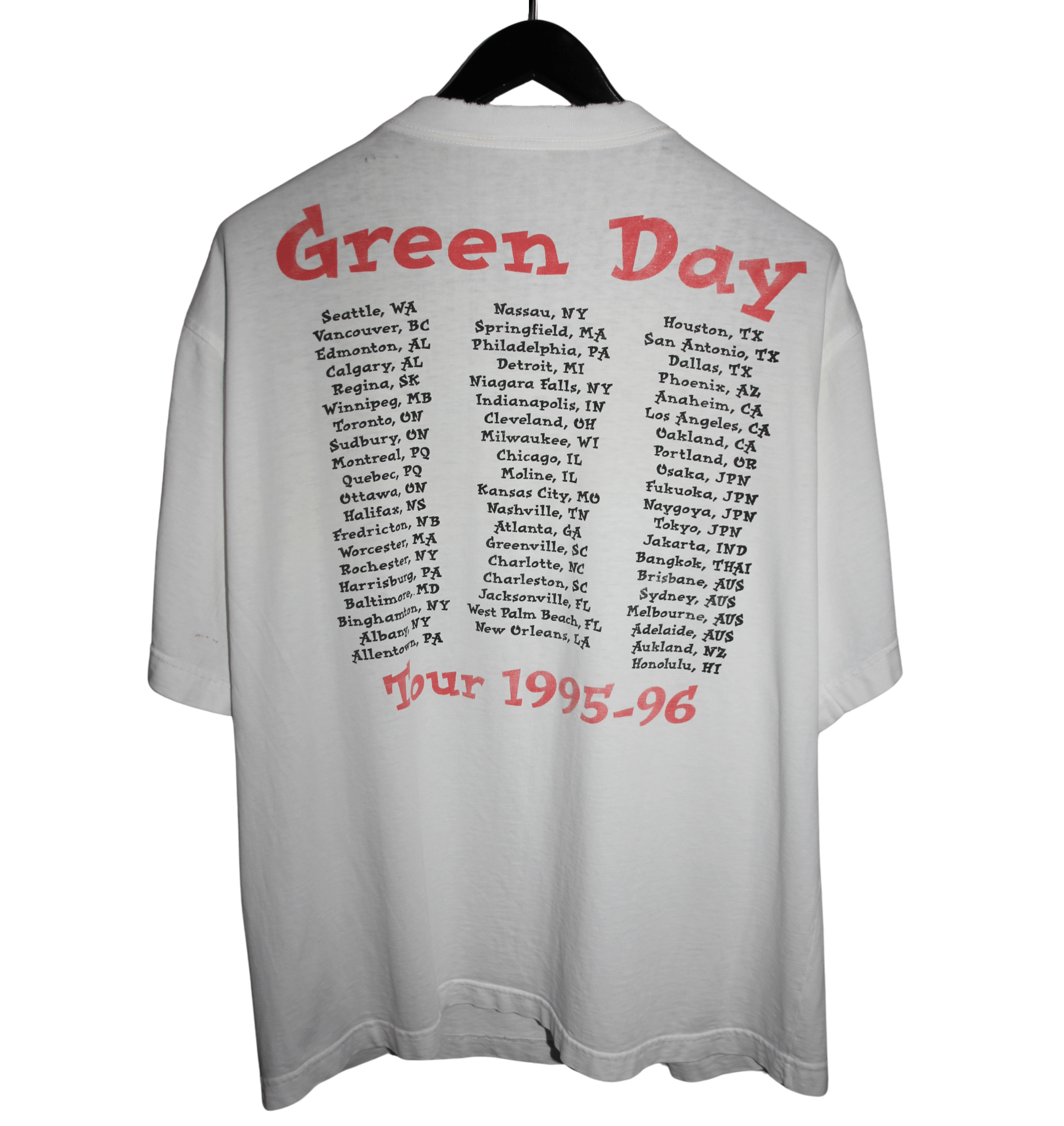 Green Day 1995/96 Insomniac World Tour Shirt - Faded AU