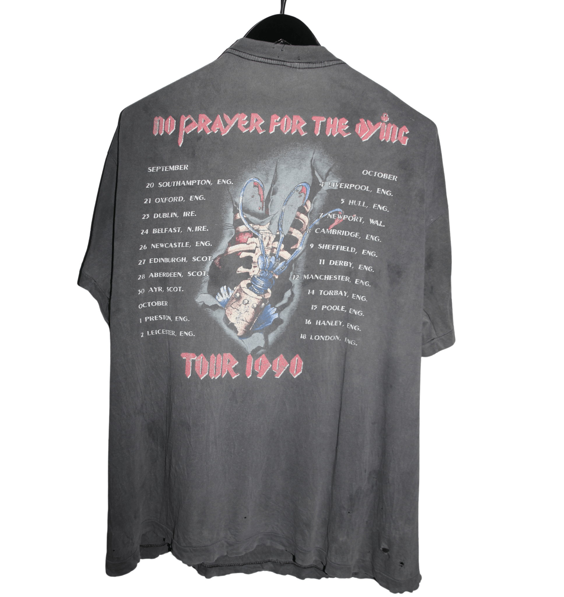 Iron Maiden 1990 No Prayer For The Dying Tour Shirt - Faded AU