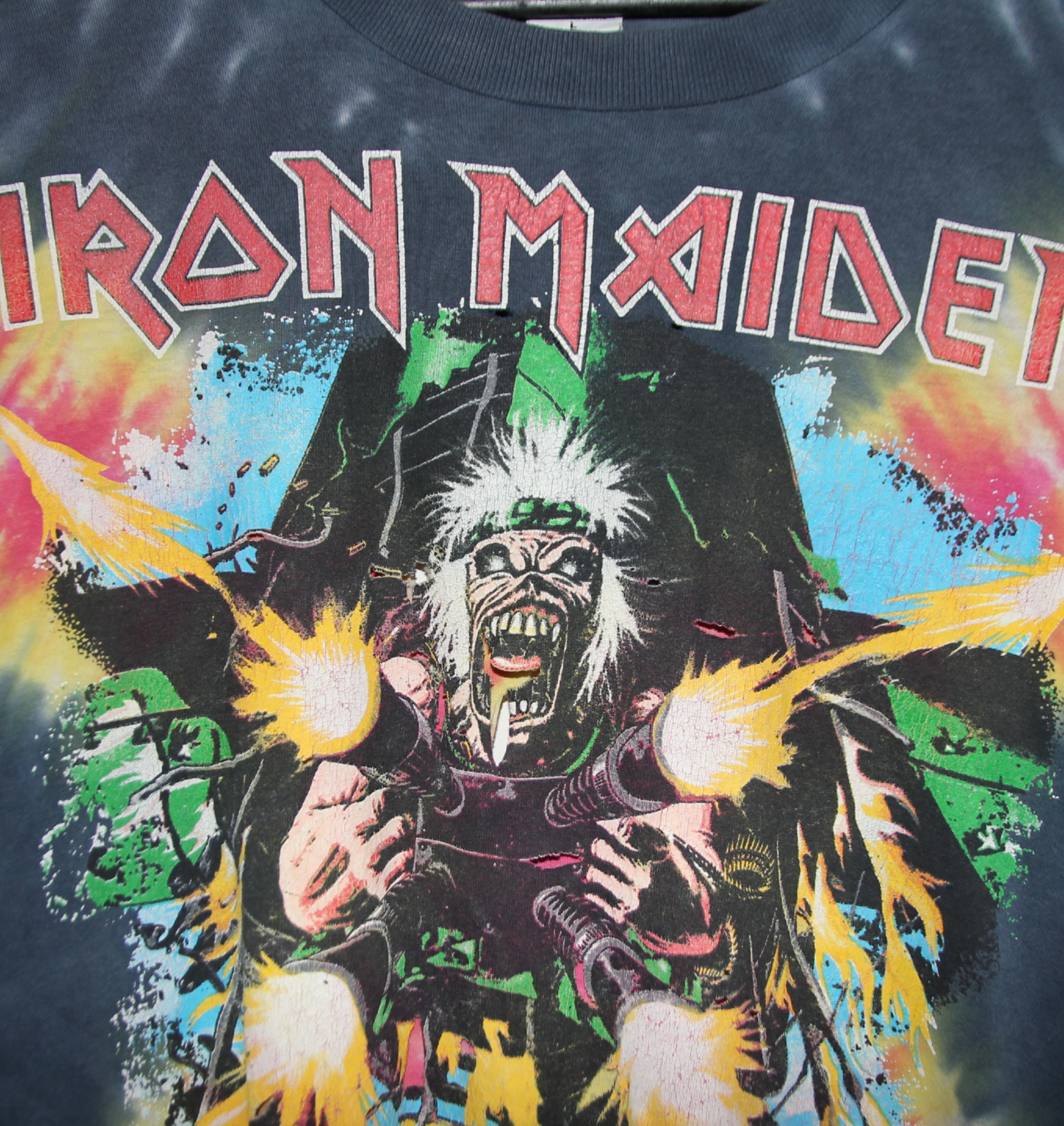 Iron Maiden 1990 Tailgunner Tie Dye Shirt - Faded AU