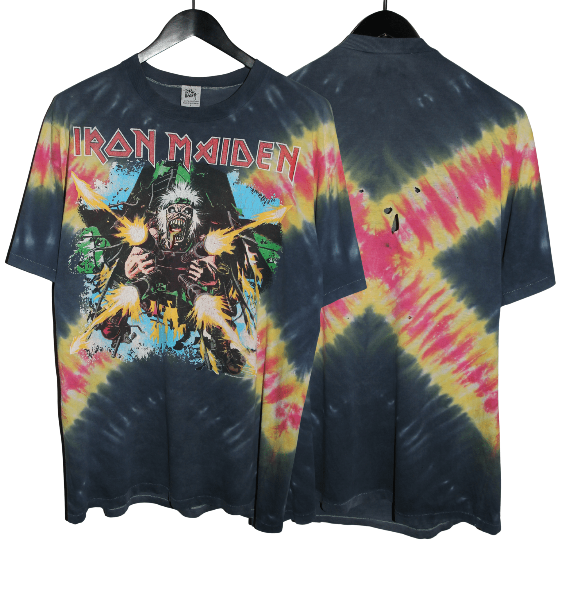 Iron Maiden 1990 Tailgunner Tie Dye Shirt - Faded AU