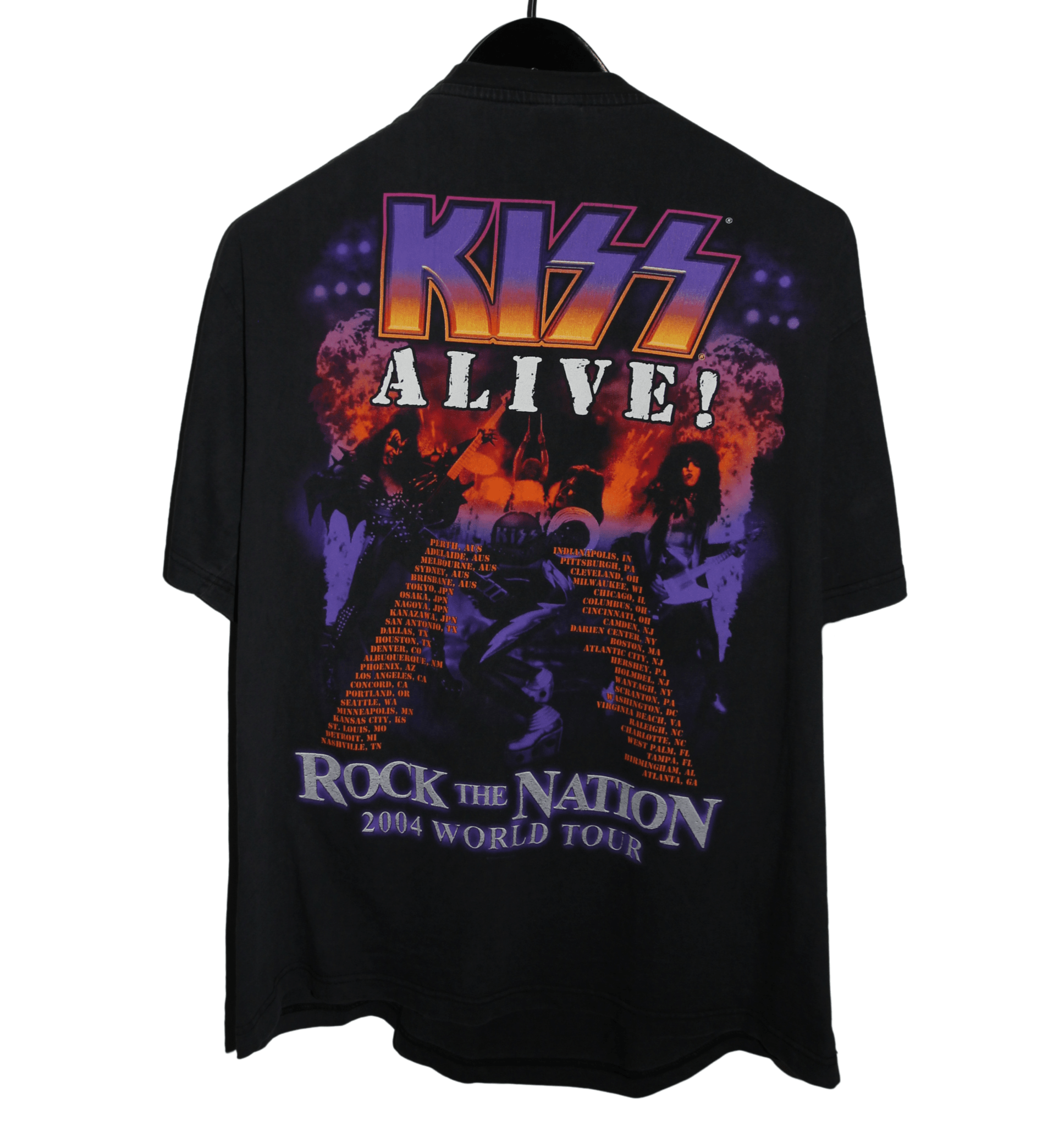 Kiss 2004 Rock The Nation World Tour Shirt - Faded AU