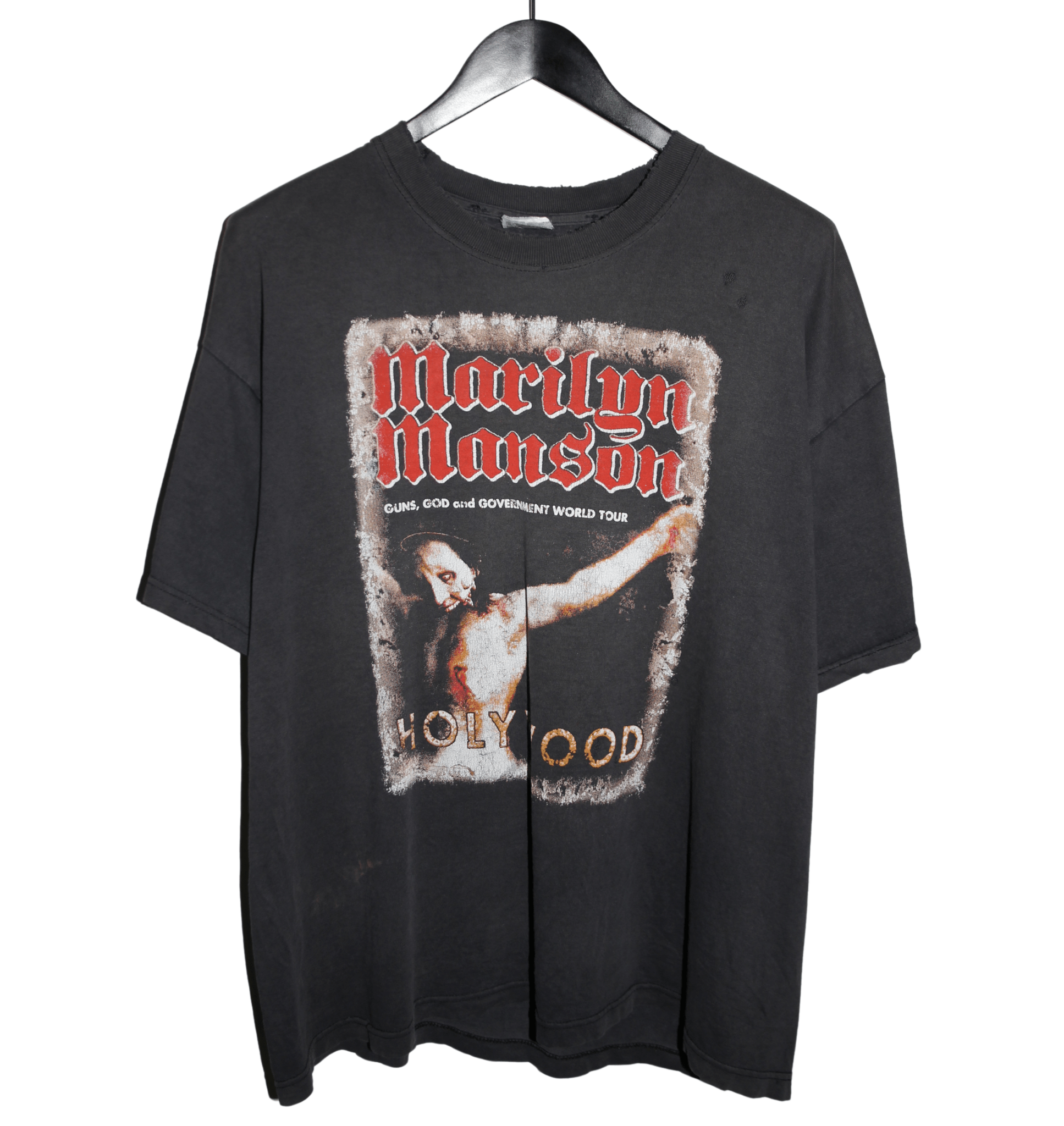 Marilyn Manson 2002 God Guns and Government World Tour Shirt - Faded AU