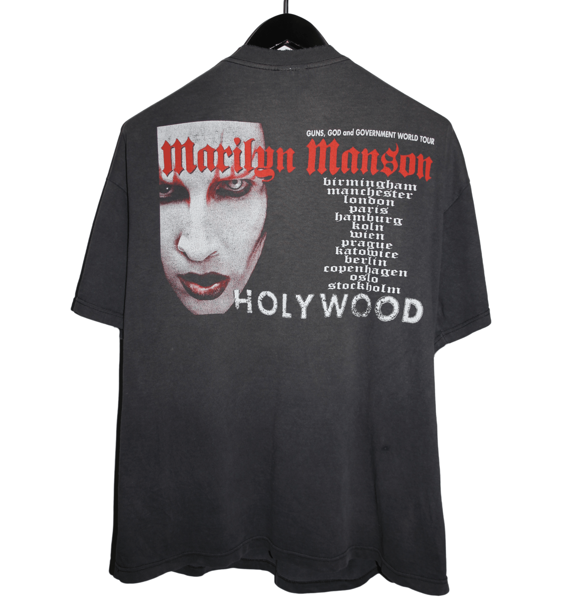Marilyn Manson 2002 God Guns and Government World Tour Shirt - Faded AU