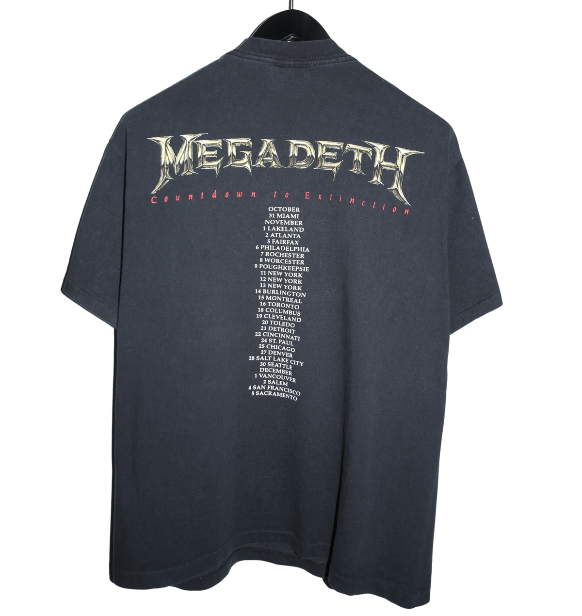 Megadeth 1992 Countdown To Extinction Tour Shirt - Faded AU