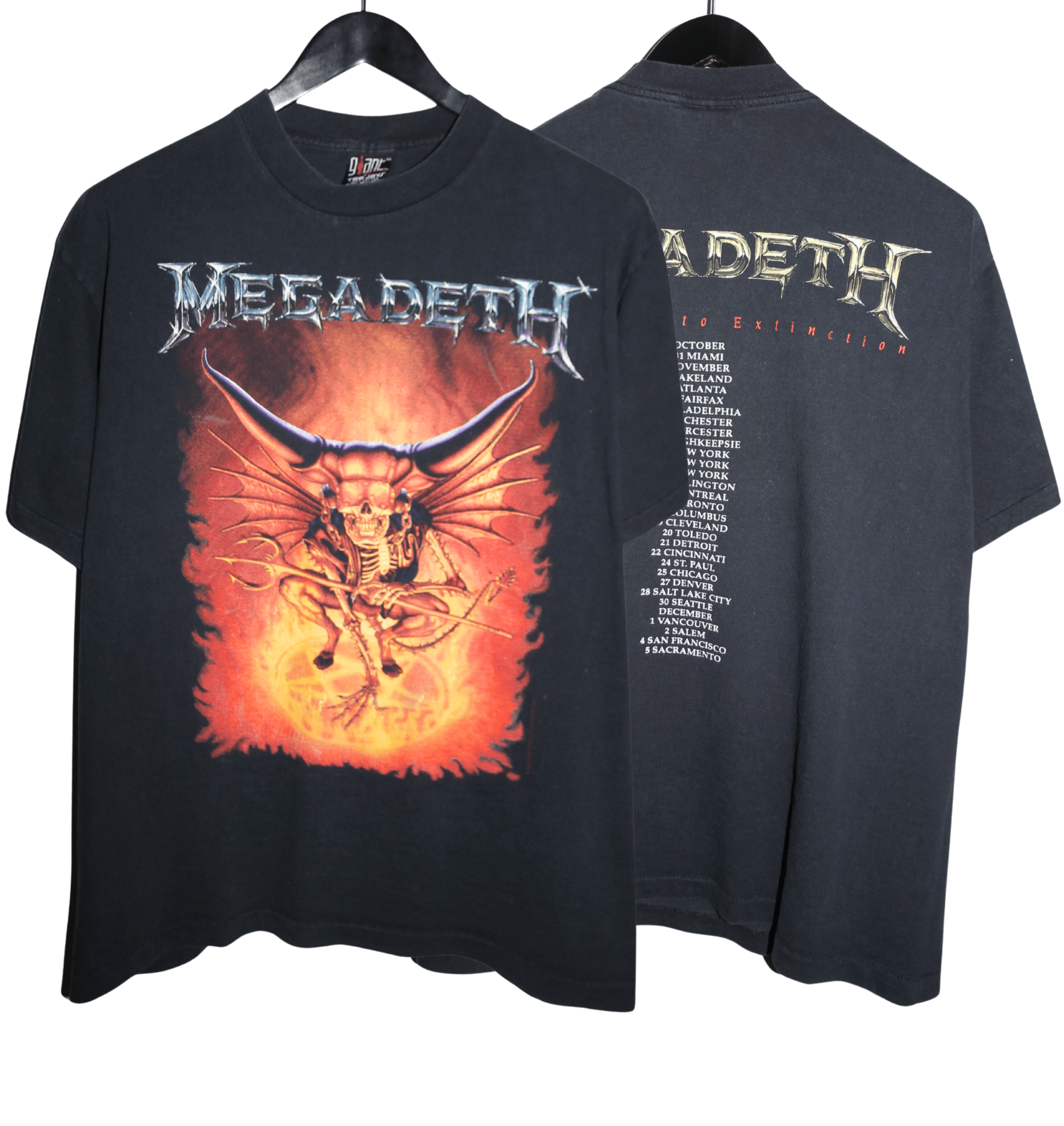 Megadeth 1992 Countdown To Extinction Tour Shirt - Faded AU