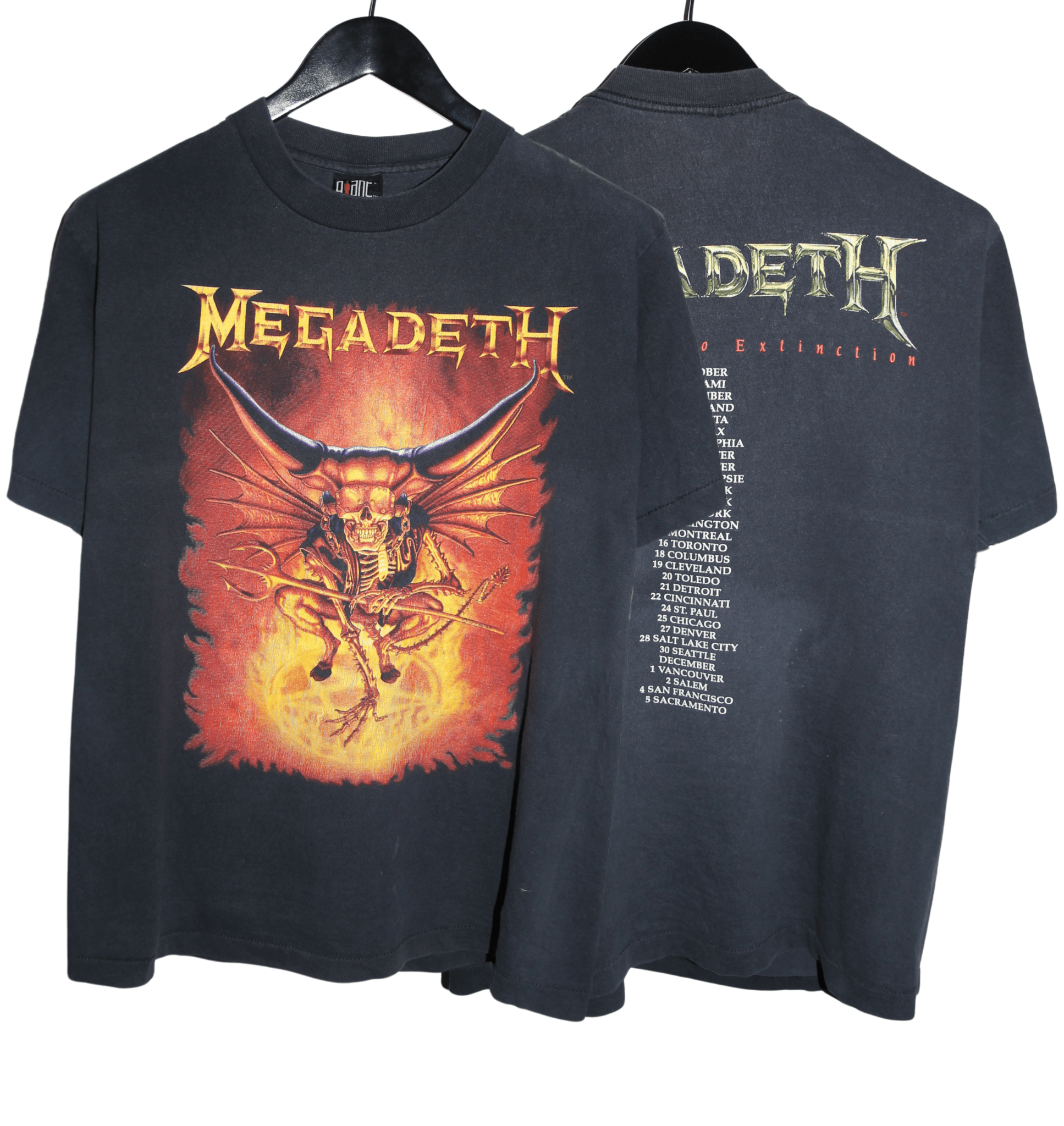 Megadeth 1992 Countdown To Extinction Tour Shirt - Faded AU