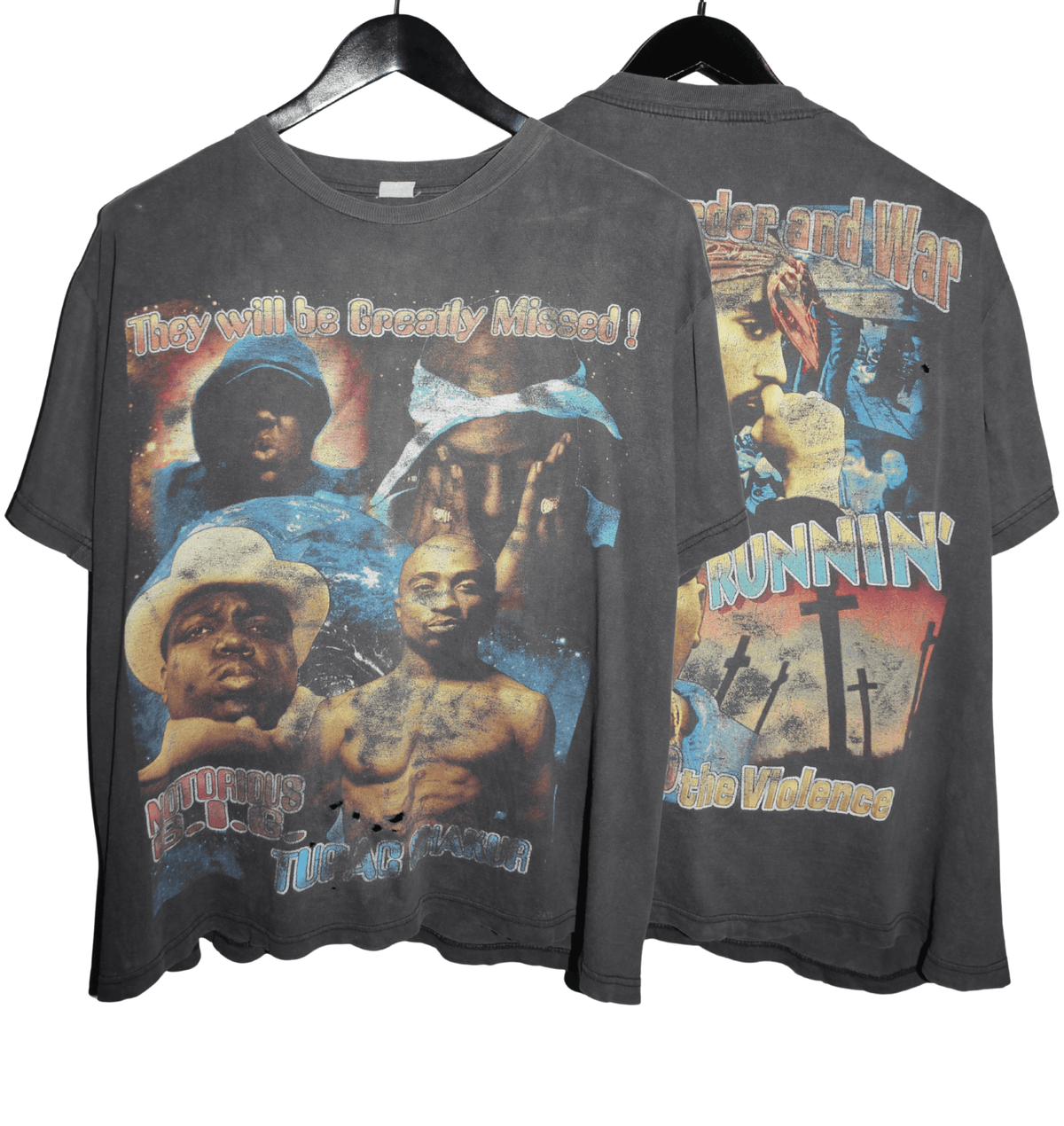Tupac & Biggie Smalls 90's Stop The Violence Rap Tee - Faded AU