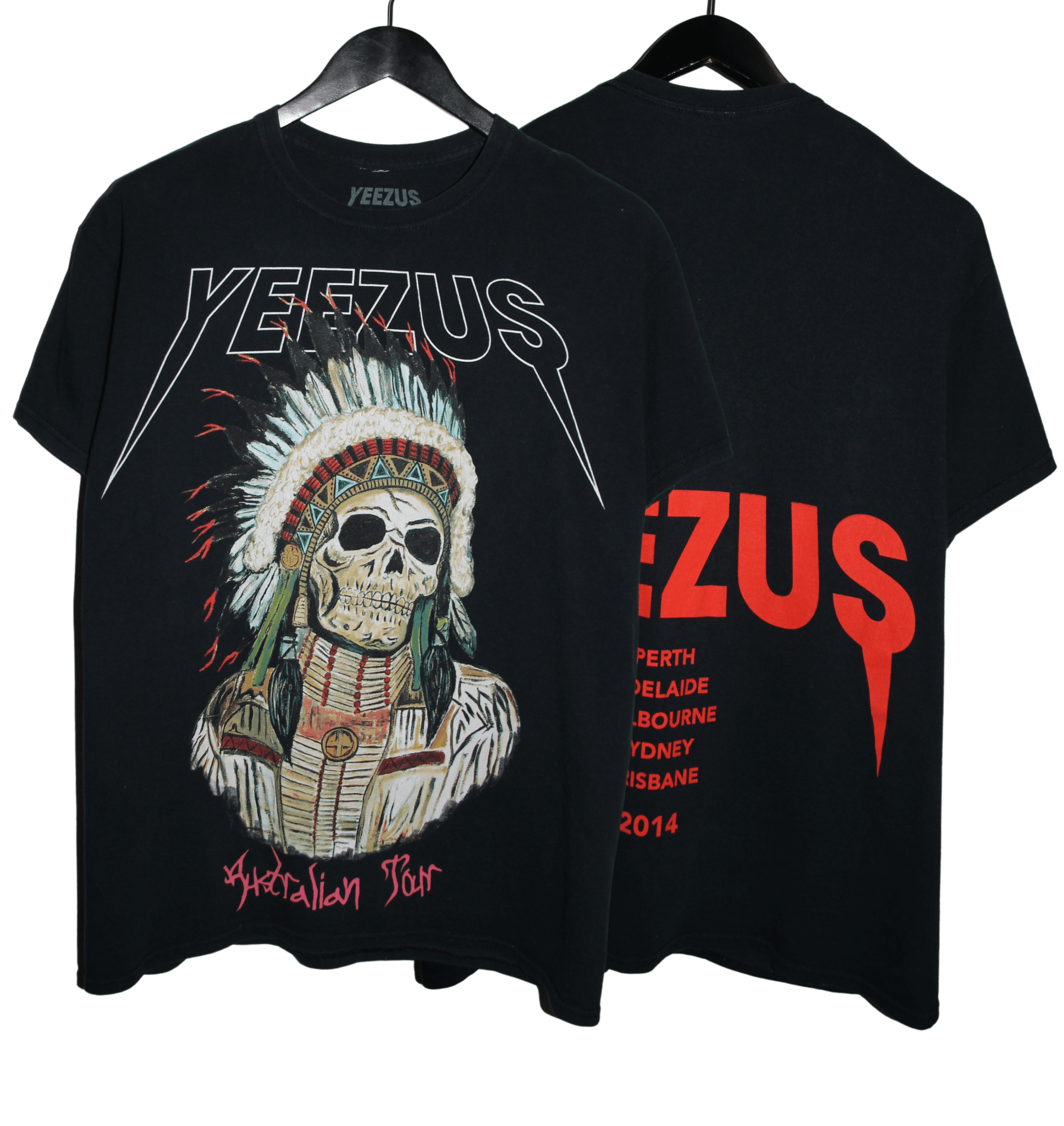 Yeezus 2014 Native Skull Australian Tour Shirt - Faded AU
