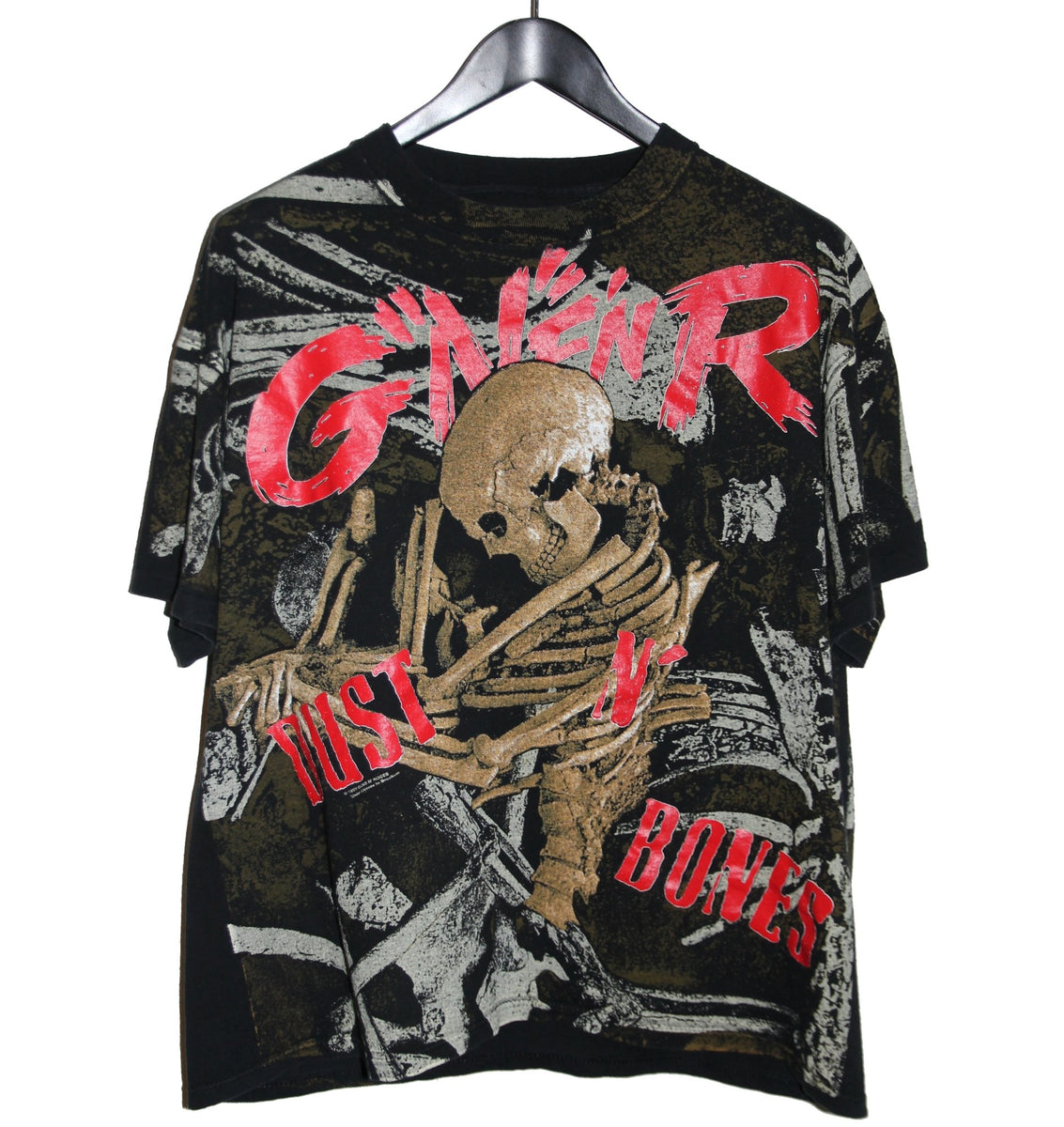 Guns N' Roses 1991 Dust N' Bones All Over Print Shirt Faded AU