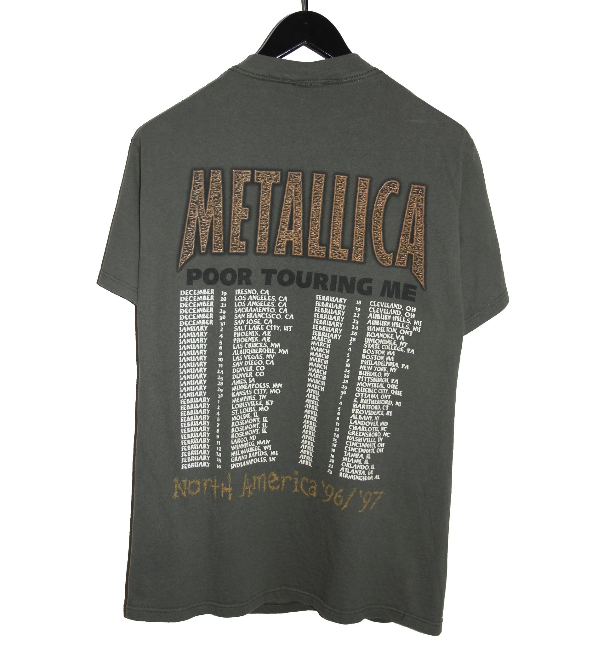 Metallica 1996/97 Poor Touring Me North American Tour Shirt - Faded AU