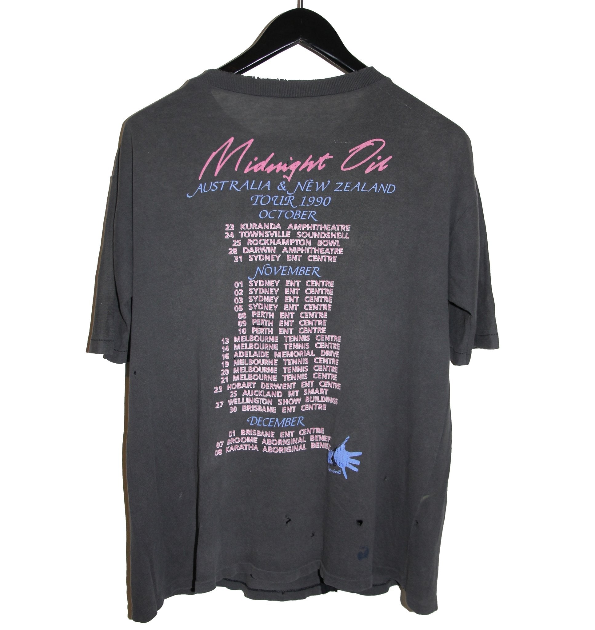 Midnight Oil 1990 Blue Sky Mining Tour Shirt - Faded AU