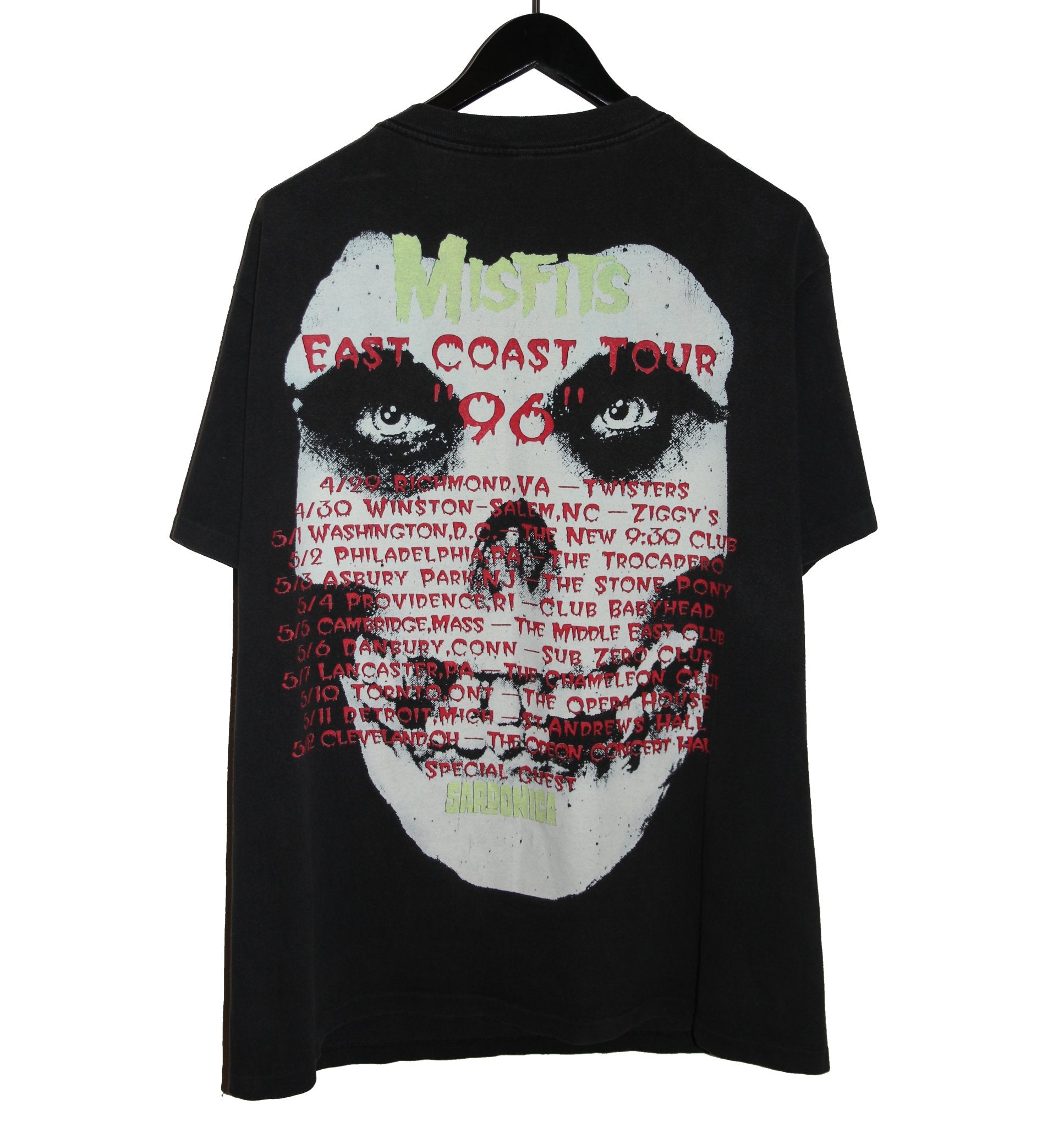 Misfits 1996 Crimson Ghost *Glow In The Dark* East Coast Tour Shirt - Faded AU