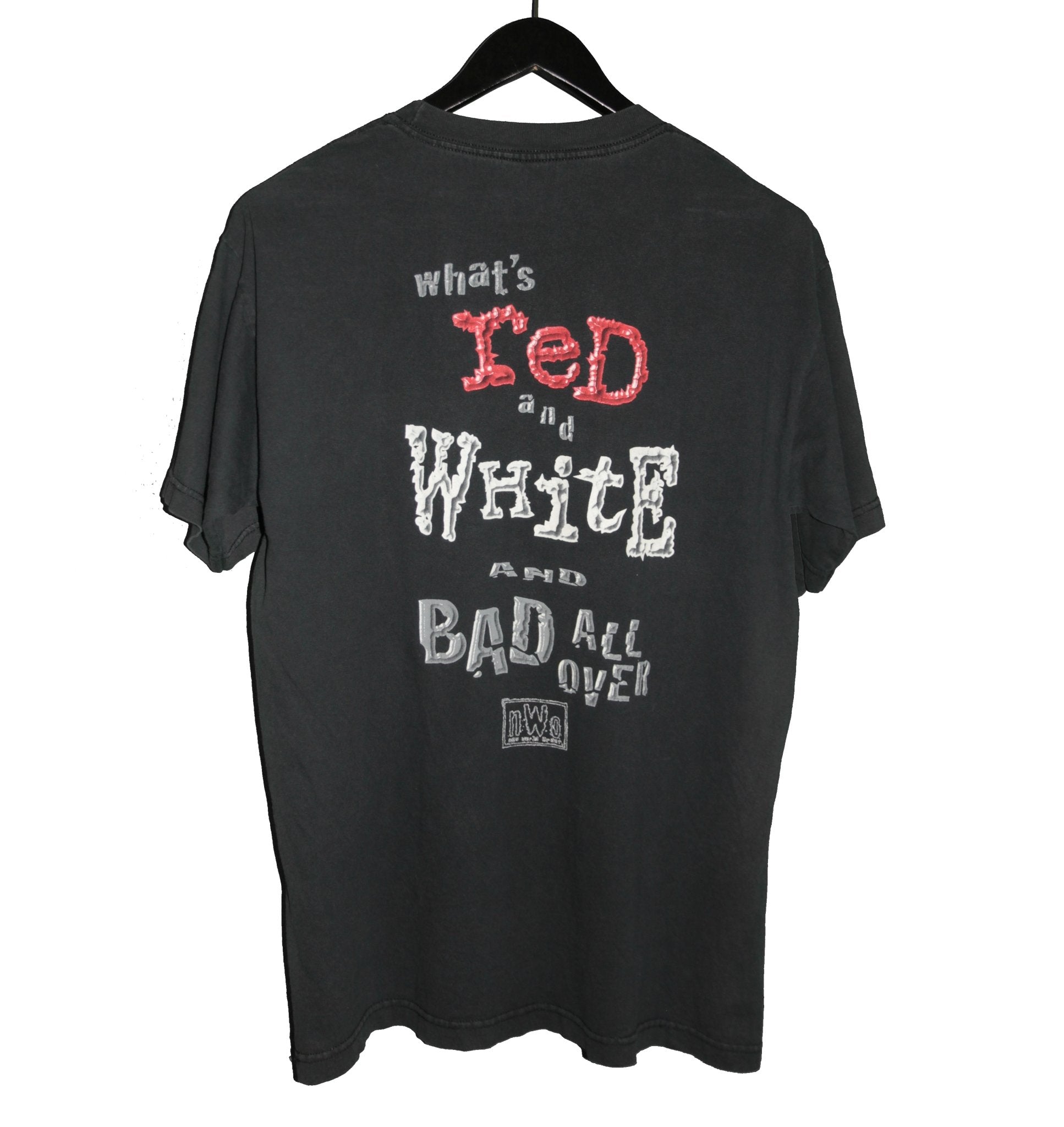 NWO 1998 Red & White Riddle Wrestling Shirt - Faded AU