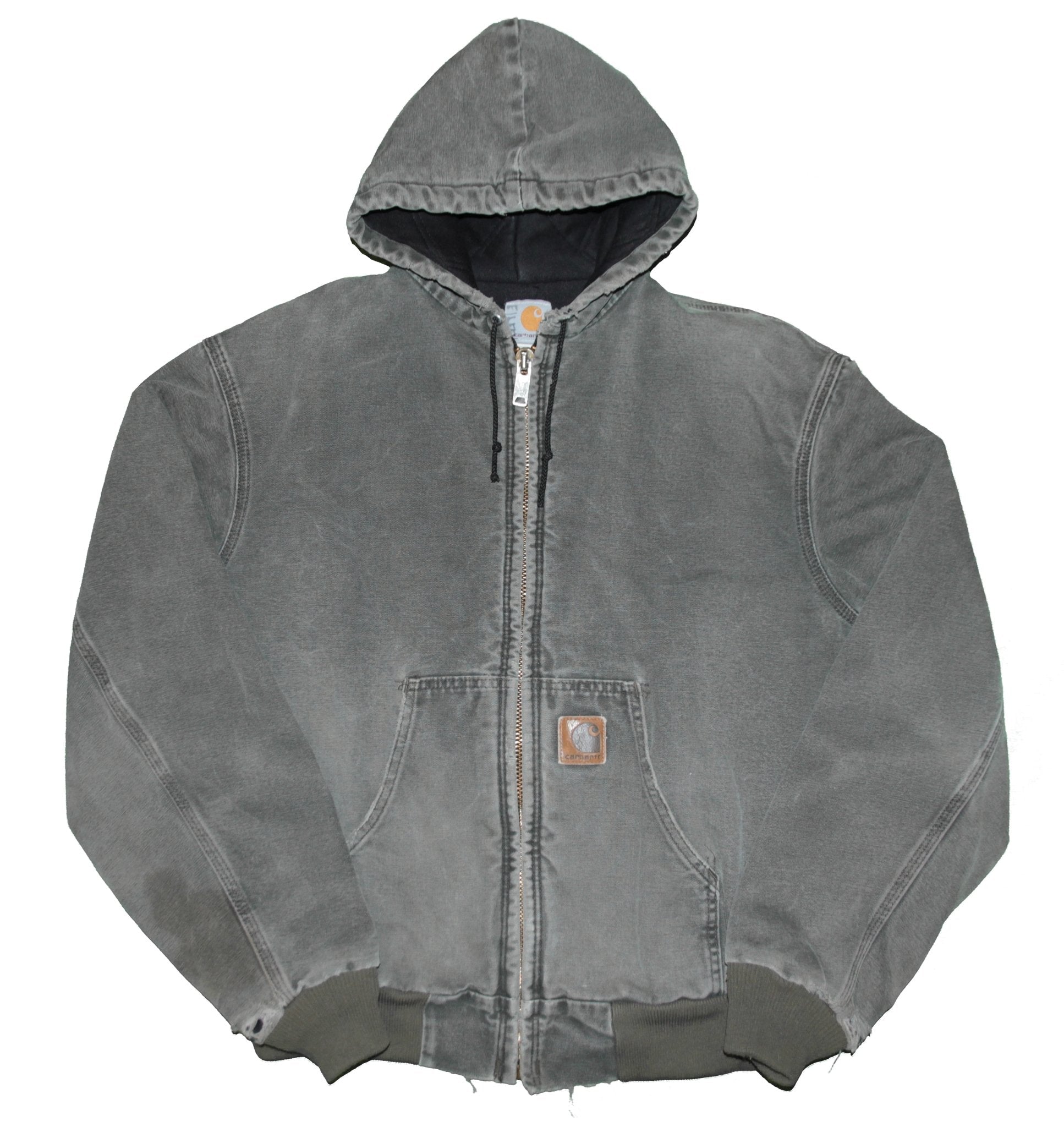 Vintage 90's Carhartt Hooded Worker Jacket Grey - Faded AU