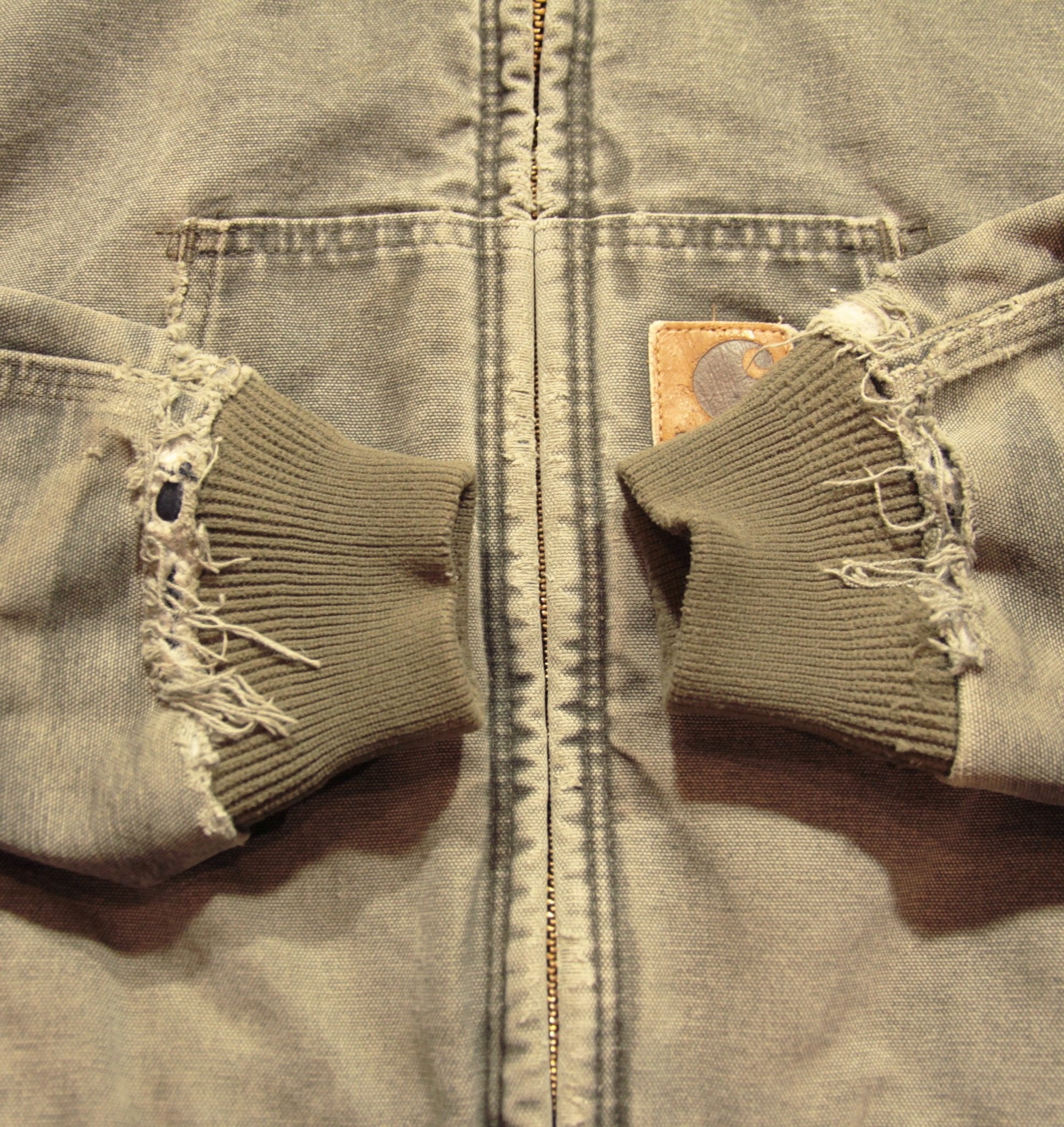 Vintage 90's Carhartt Hooded Worker Jacket Grey - Faded AU