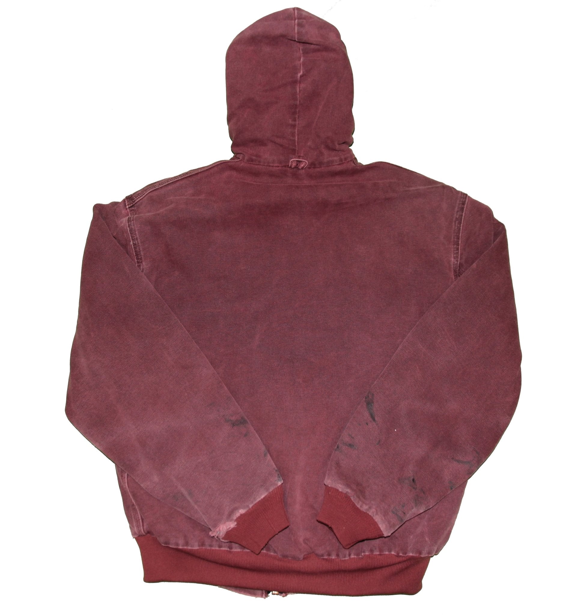 Vintage 90's Carhartt Hooded Worker Jacket Maroon - Faded AU