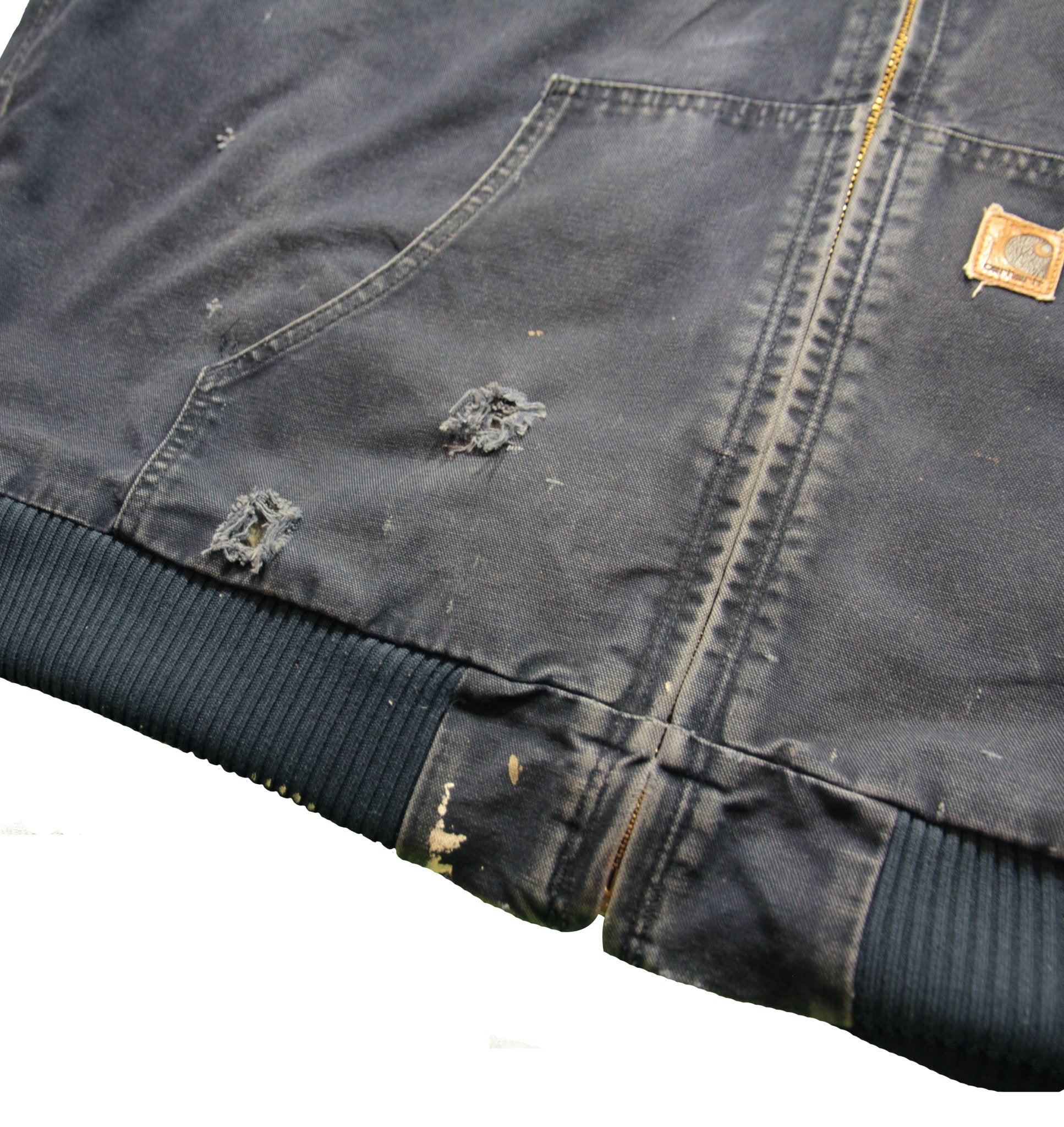 Vintage 90's Carhartt Hooded Worker Jacket Navy - Faded AU