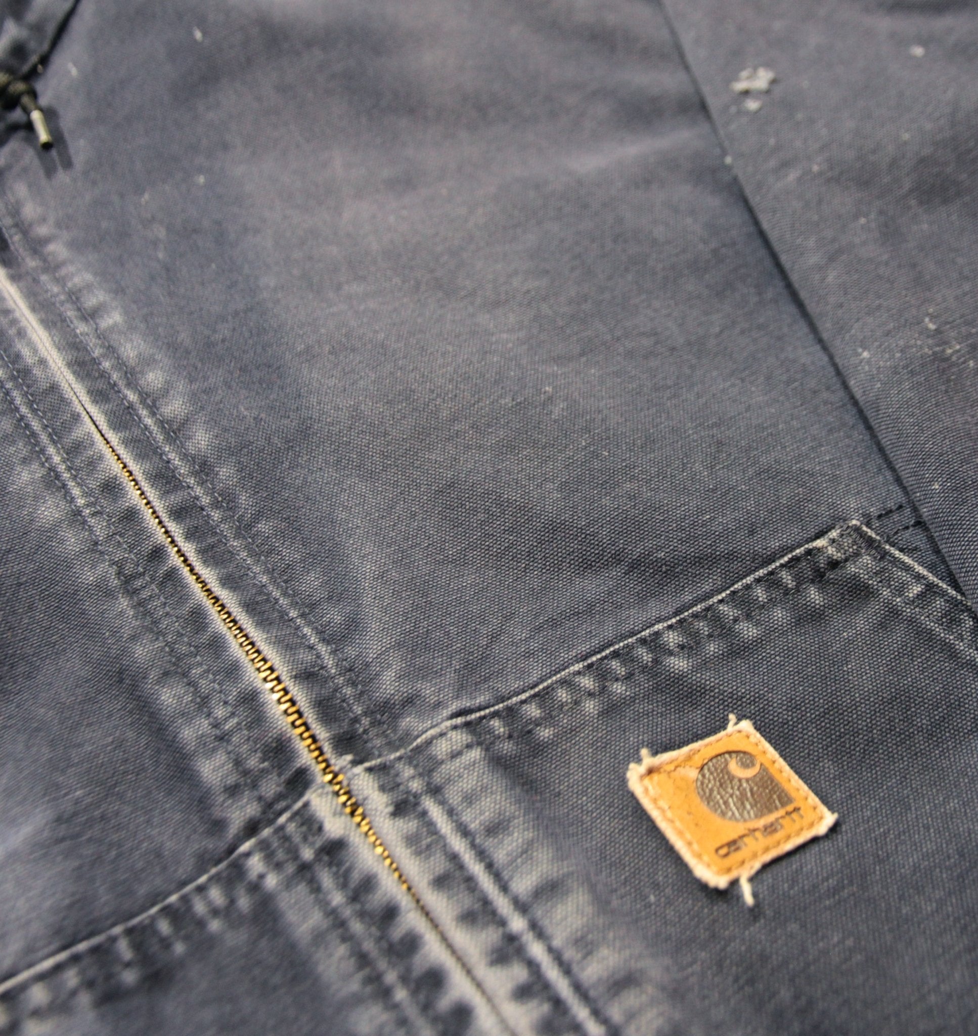 Vintage 90's Carhartt Hooded Worker Jacket Navy - Faded AU