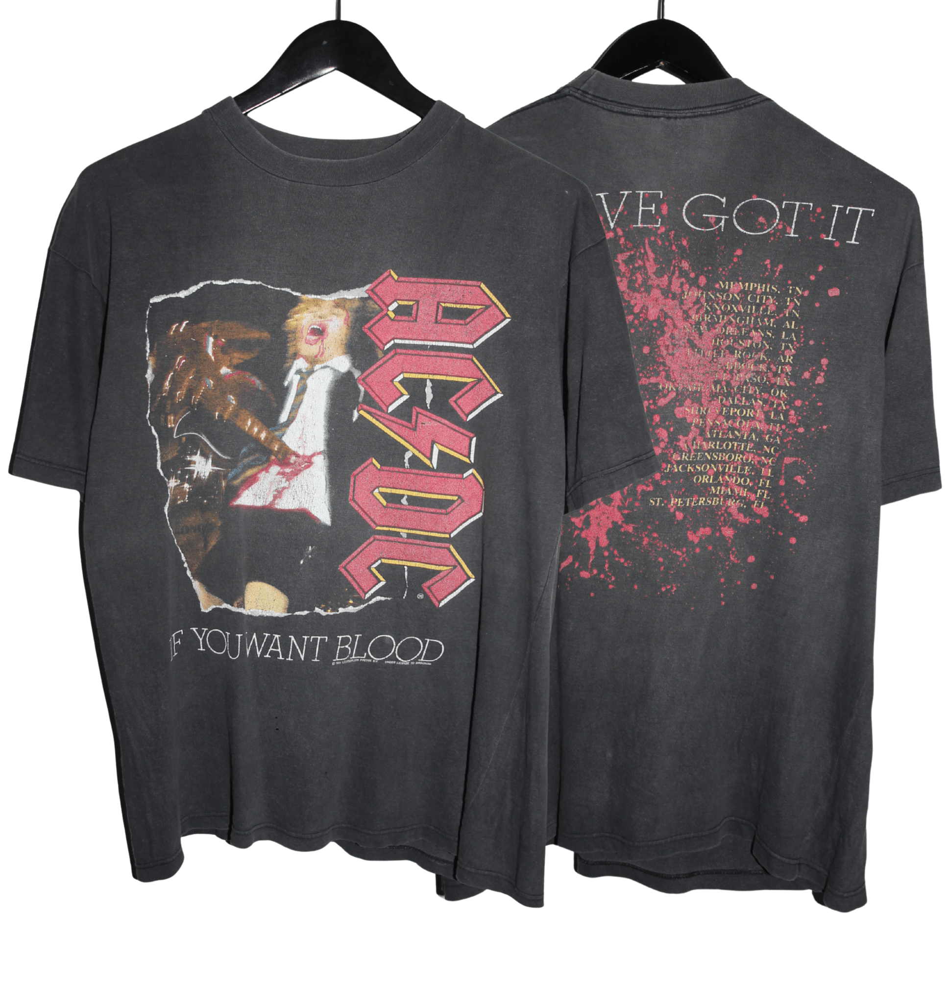 ACDC 1991 If You Want Blood Live Album Shirt - Faded AU