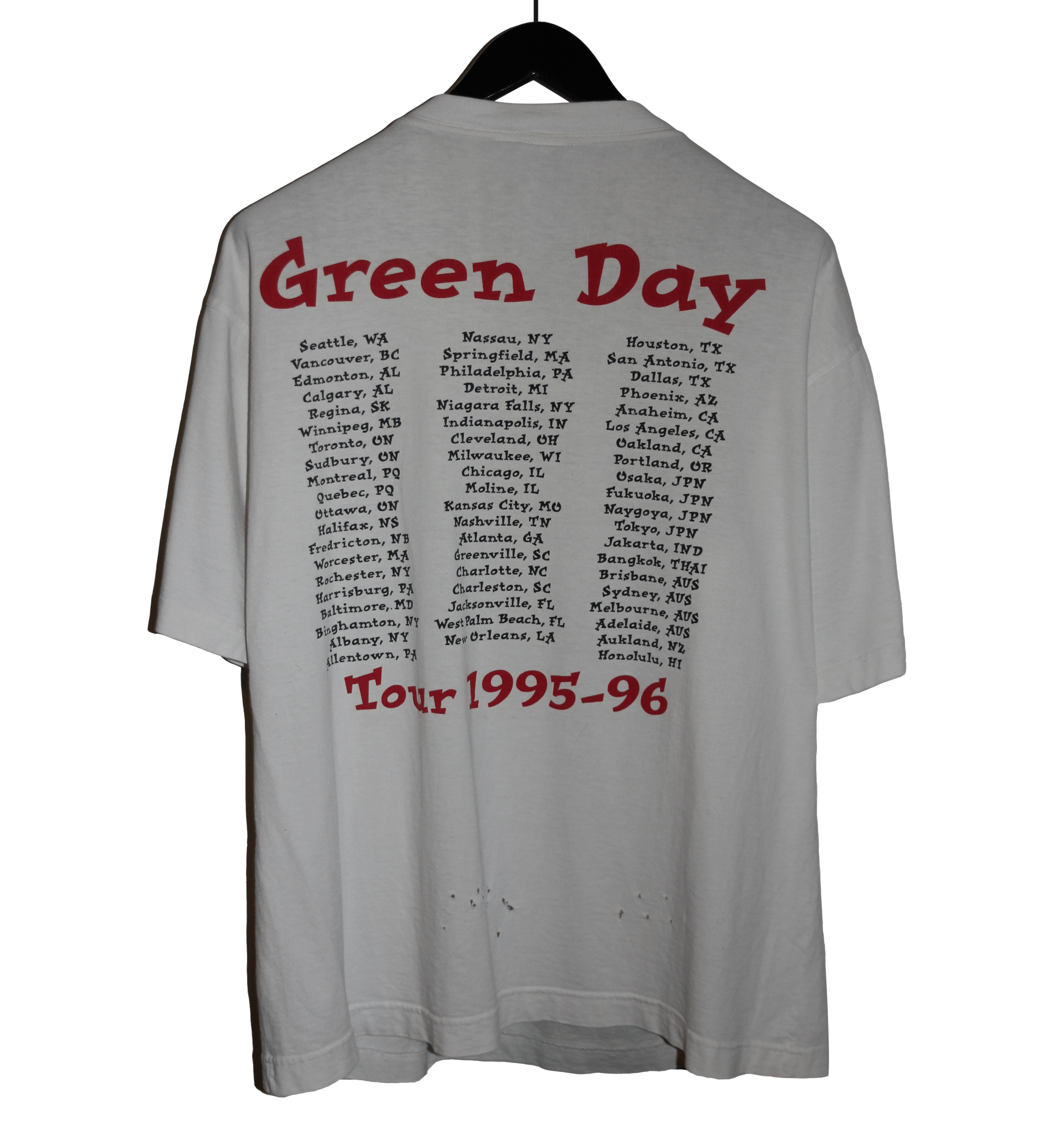 Green Day 1995/96 Insomniac World Tour Shirt - Faded AU