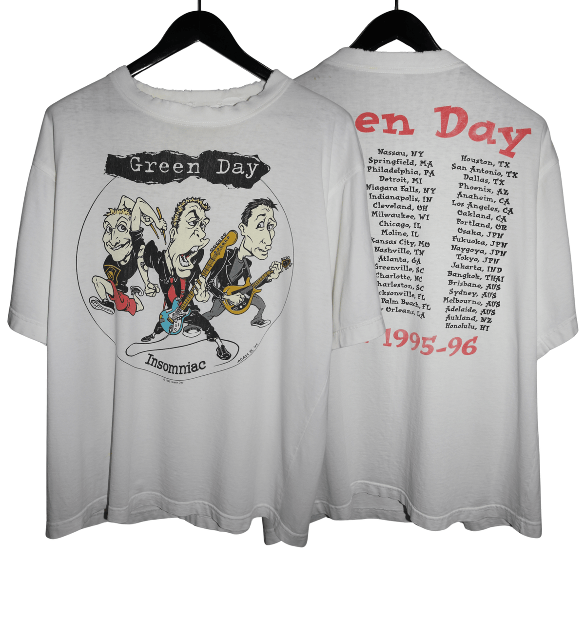 ヴィンテージ　WEWILL Green Day ツアーTシャツ 1995-96 Green Day 1995/96 Insomniac World Tour Shirt