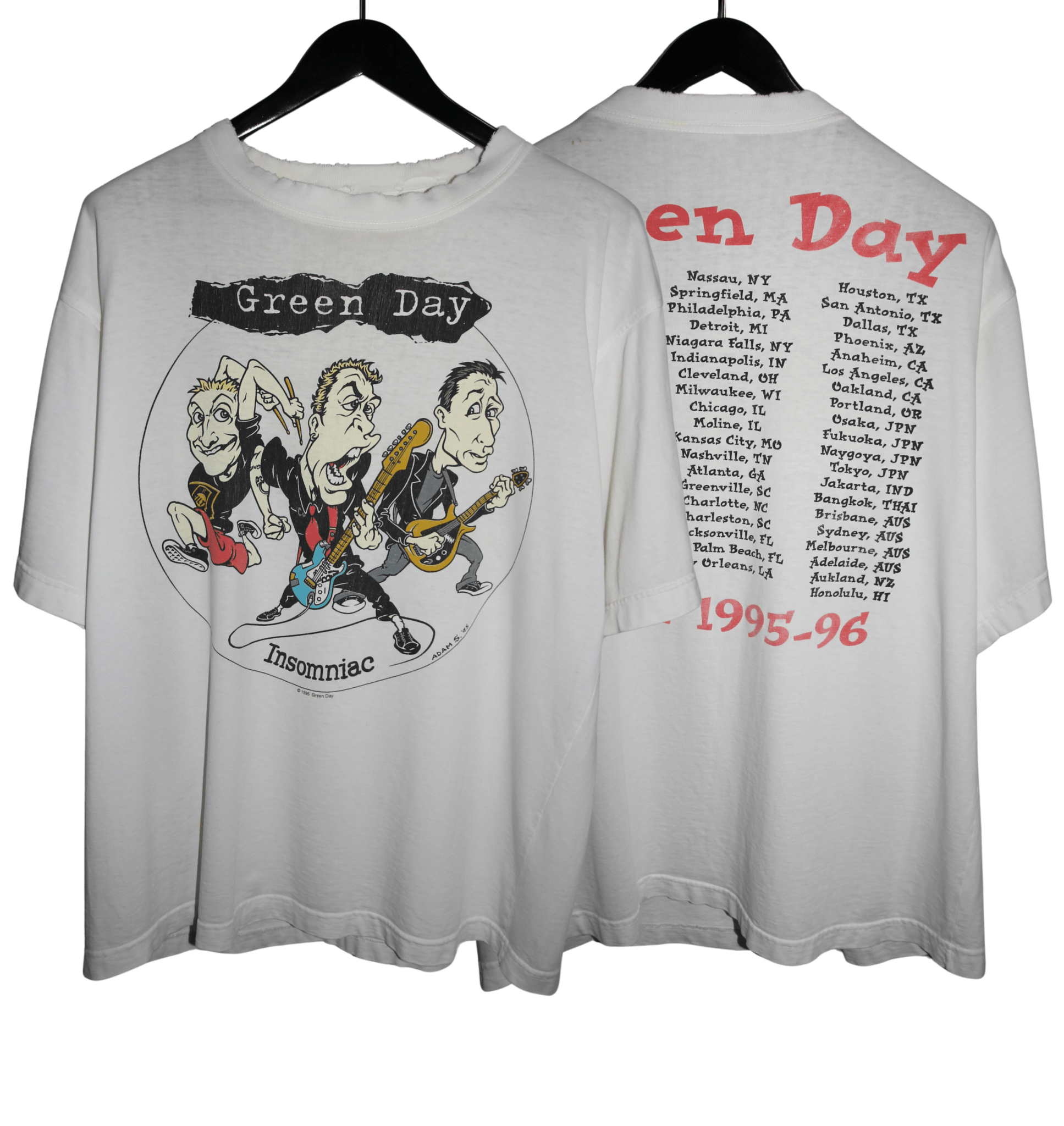 Green Day 1995/96 Insomniac World Tour Shirt - Faded AU