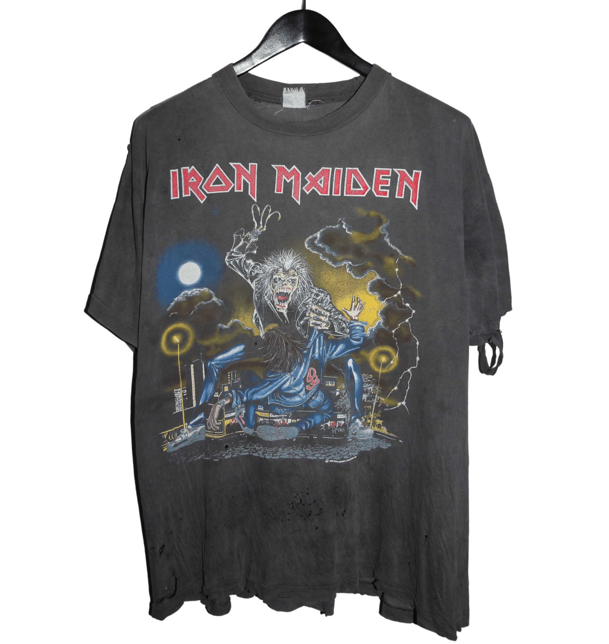Iron Maiden 1990 No Prayer For The Dying Tour Shirt - Faded AU