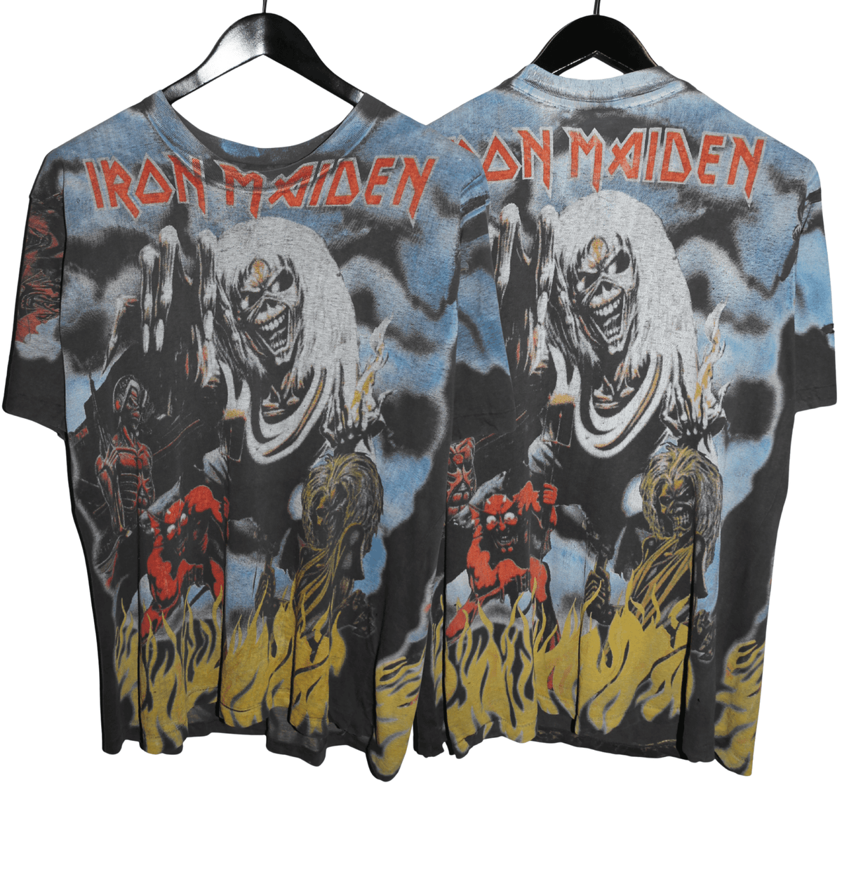 Iron Maiden 90's The Number of the Beast All Over Print Shirt - Faded AU