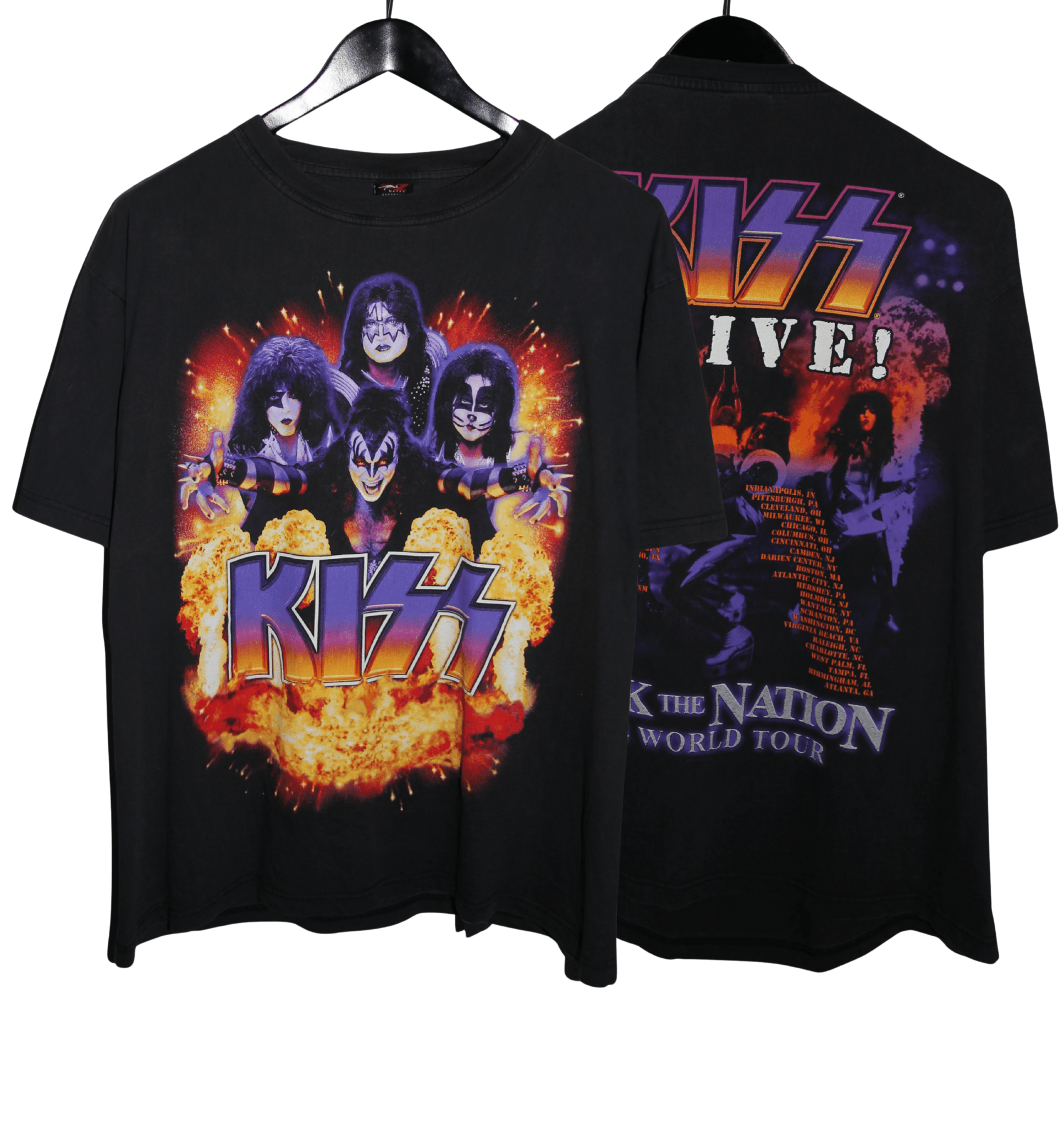 Kiss 2004 Rock The Nation World Tour Shirt - Faded AU