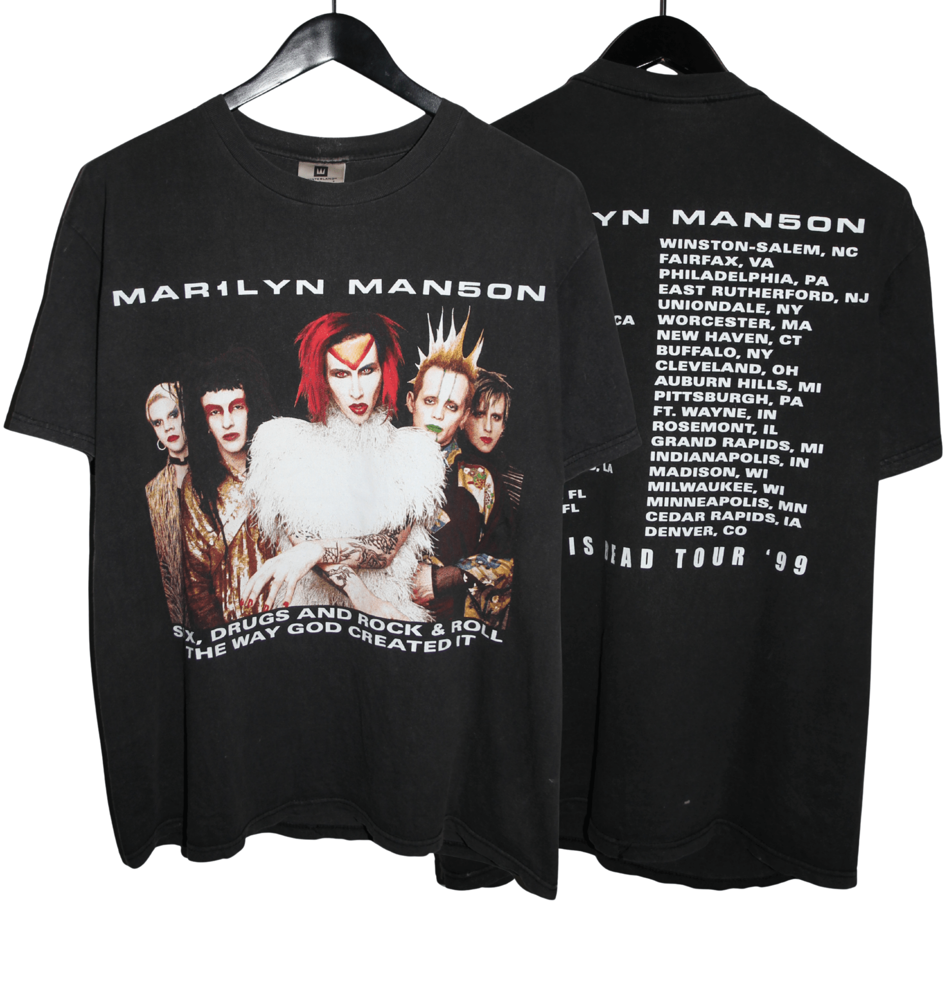 Marilyn Manson 1999 Rock is Dead Tour Shirt - Faded AU