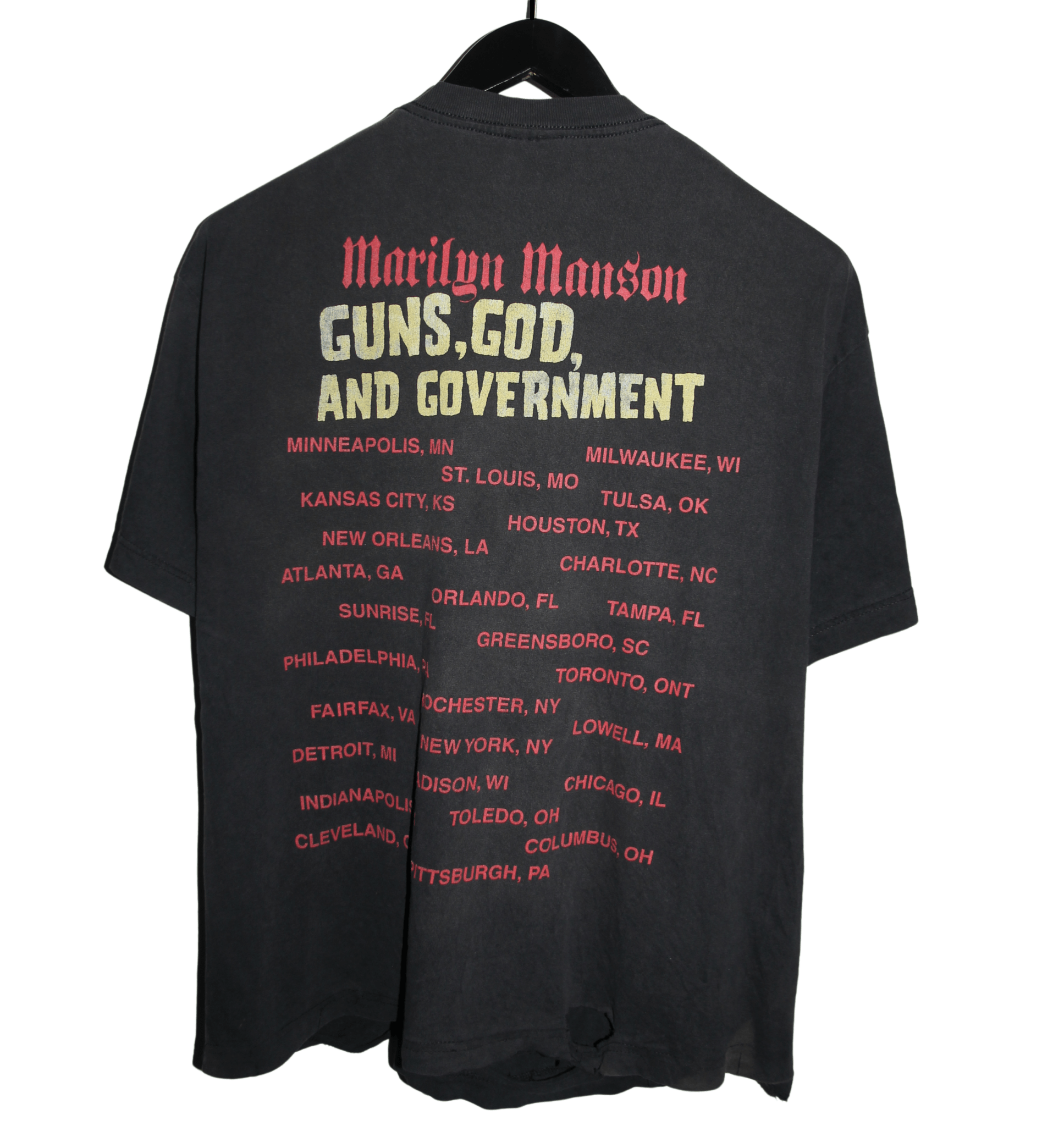 Marilyn Manson 2000 Guns Gods and Government Shirt - Faded AU