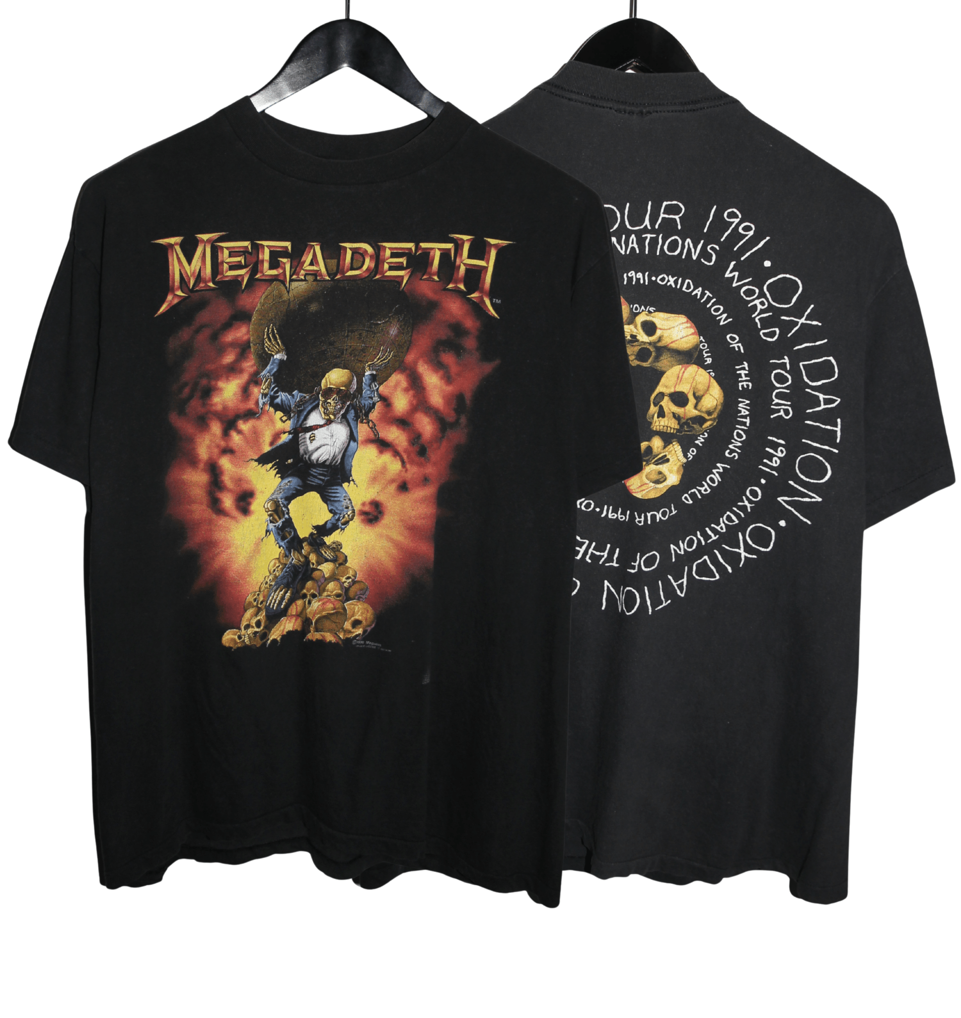 Megadeth 1991 Oxidation Of The Nations World Tour Shirt - Faded AU