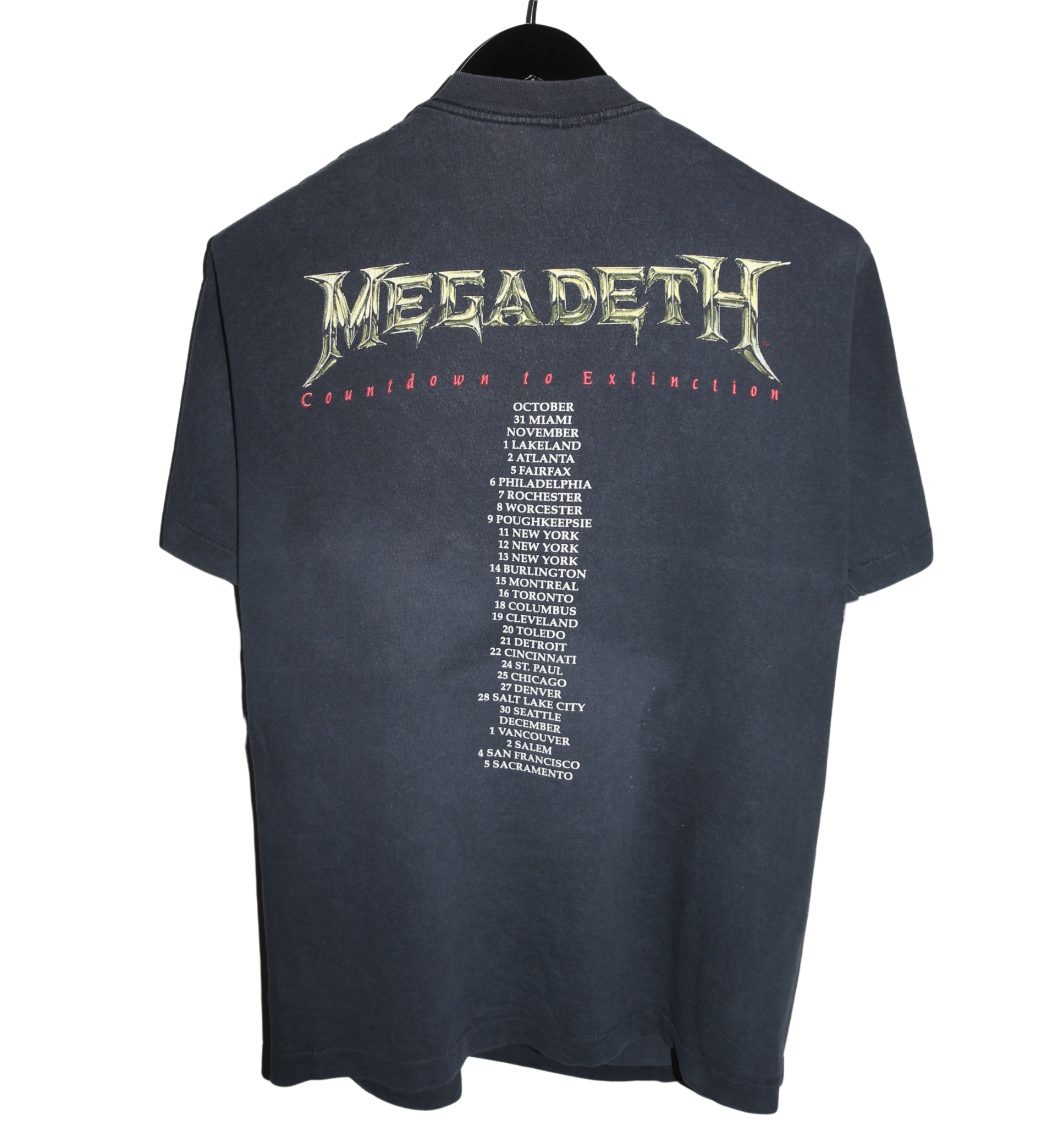 Megadeth 1992 Countdown To Extinction Tour Shirt - Faded AU