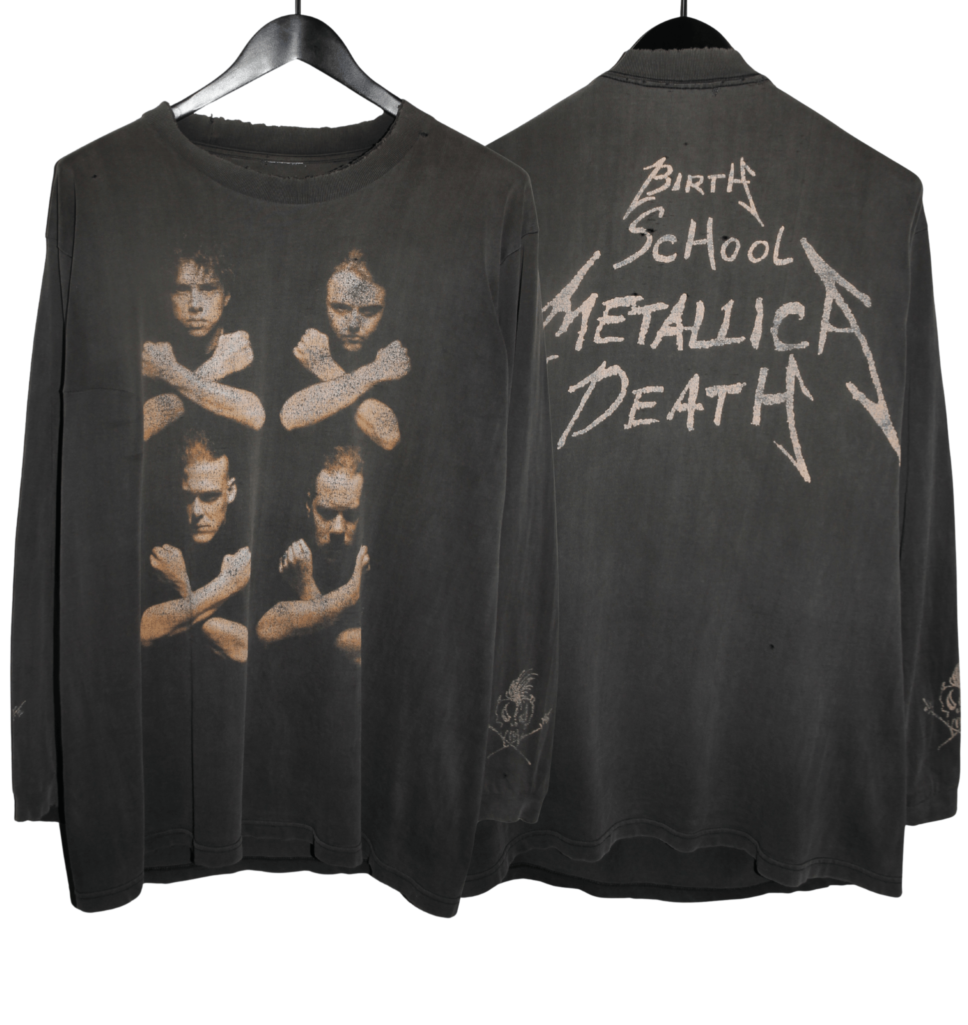 Metallica 1992 Birth School Metallica Death Long Sleeve - Faded AU