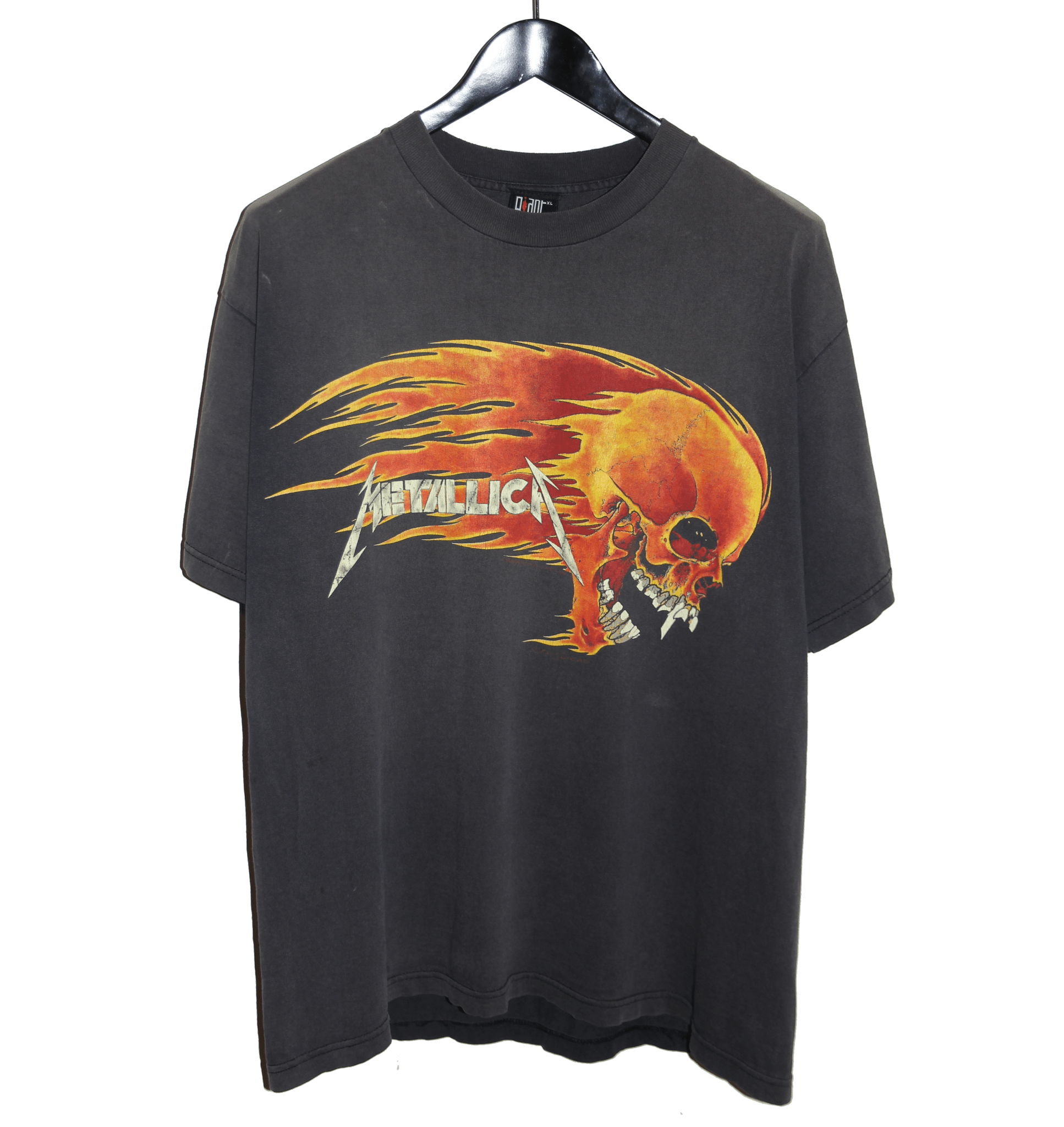 Metallica 1994 Pushead Flaming Skull Shirt - Faded AU