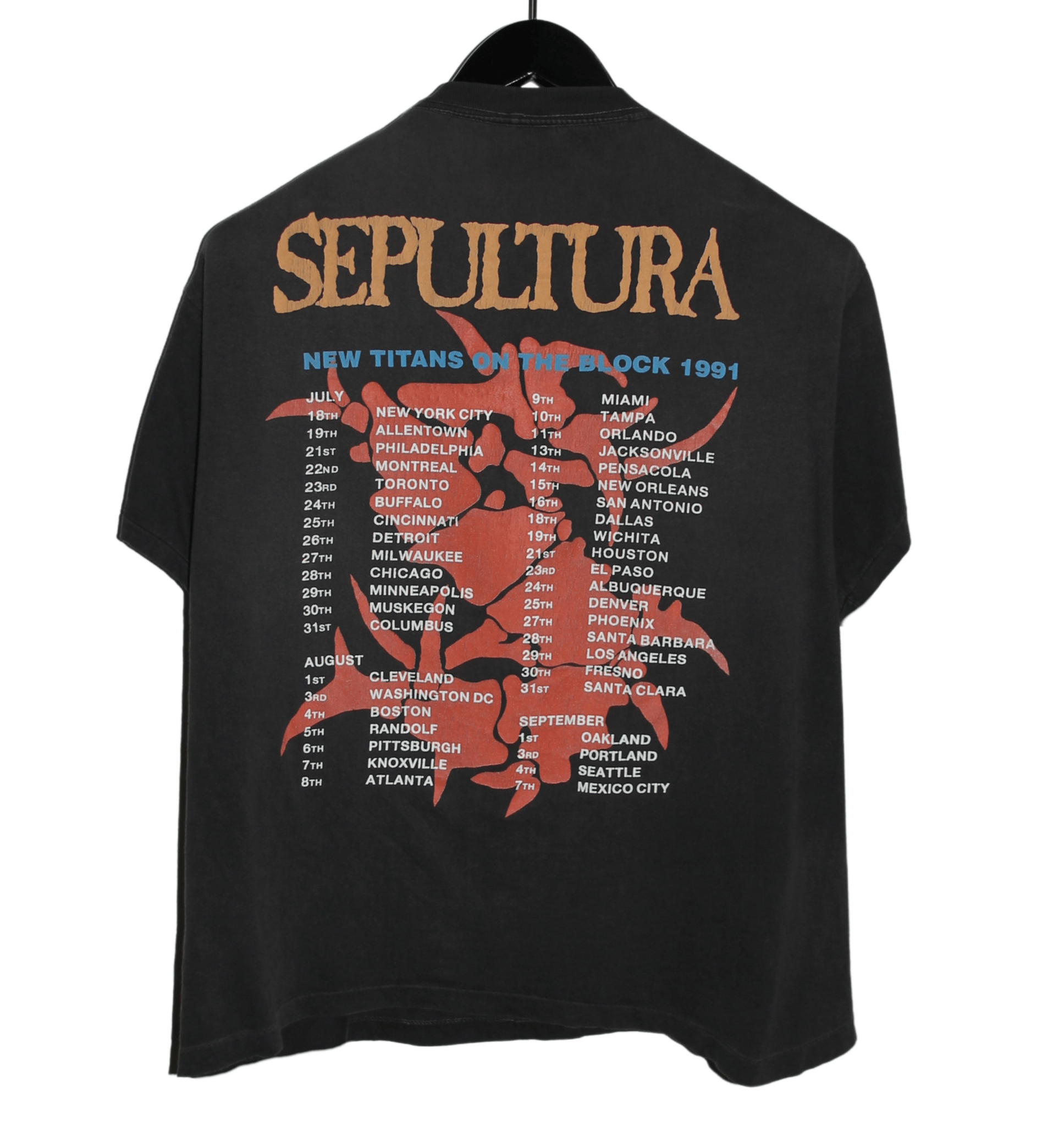 Sepultura 1991 New Titan On The Block Tour Shirt - Faded AU