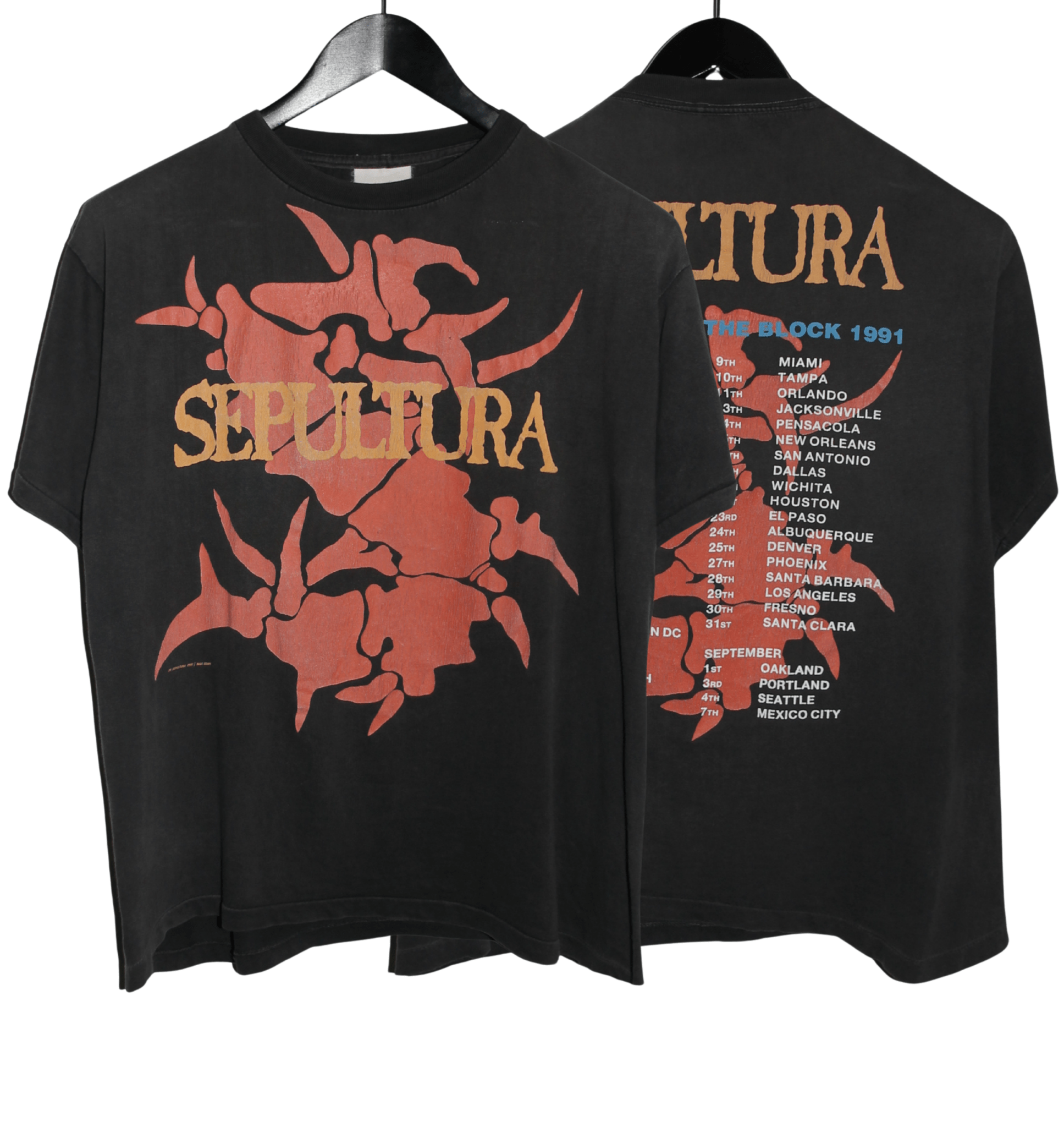 Sepultura 1991 New Titan On The Block Tour Shirt - Faded AU