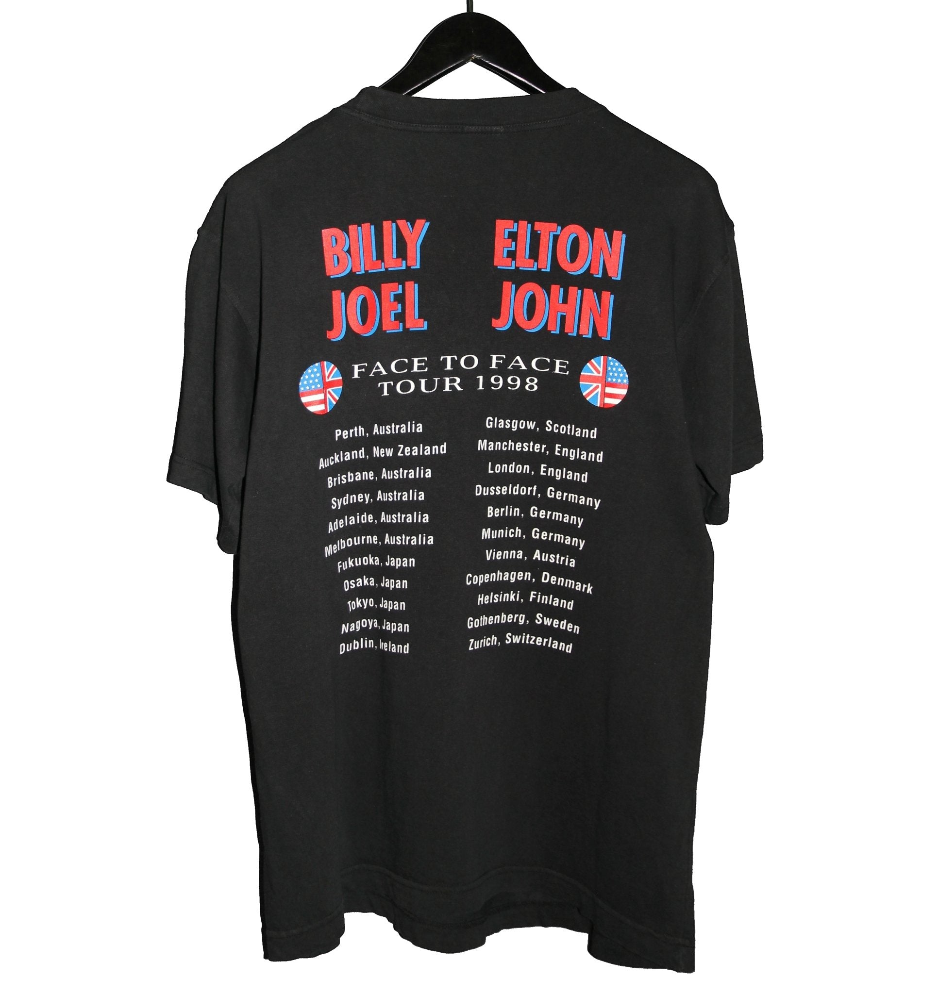 Elton John & Billy Joel 1998 Face To Face Tour Shirt - Faded AU