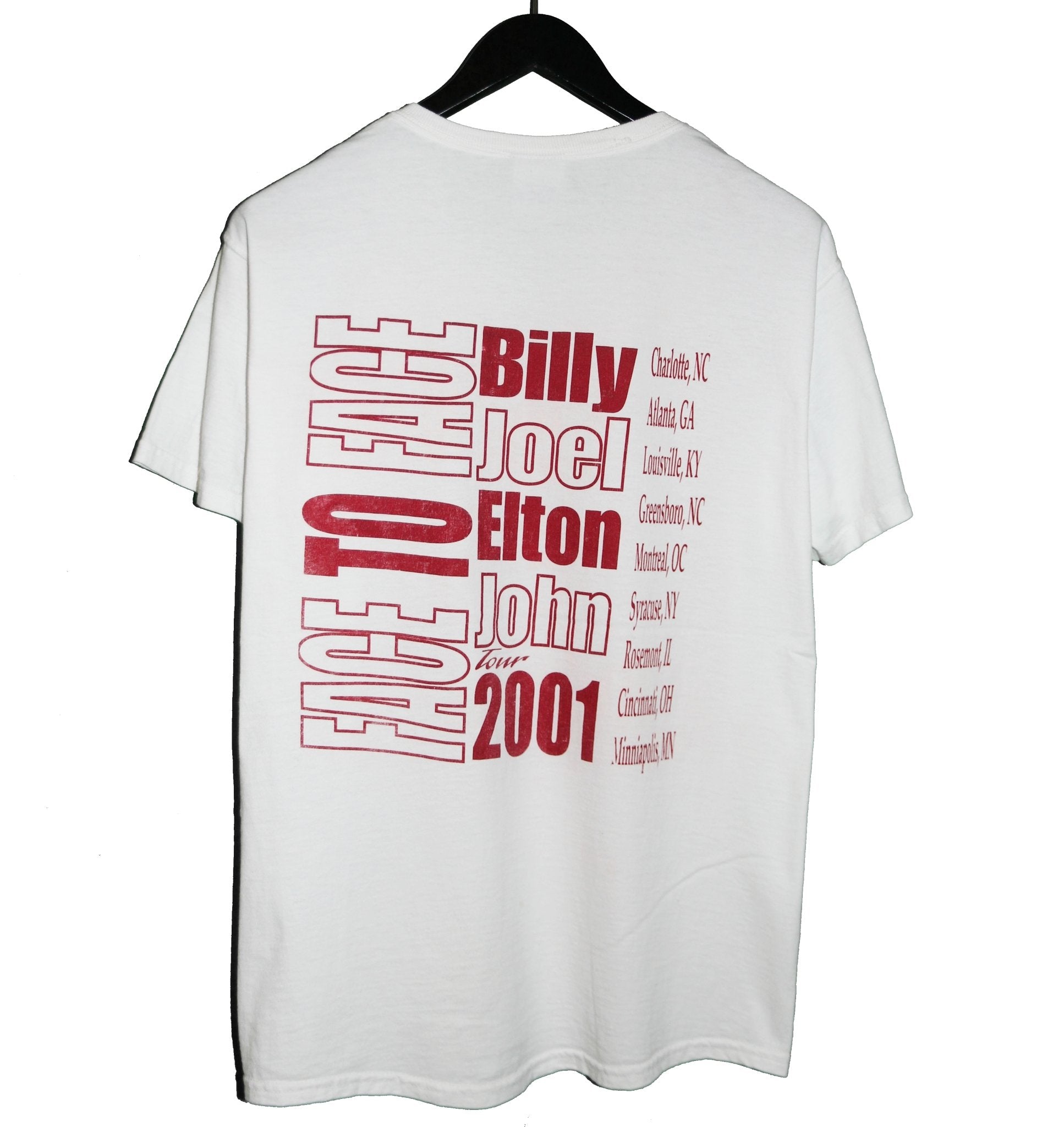 Elton John & Billy Joel 2001 Face To Face Tour Shirt - Faded AU