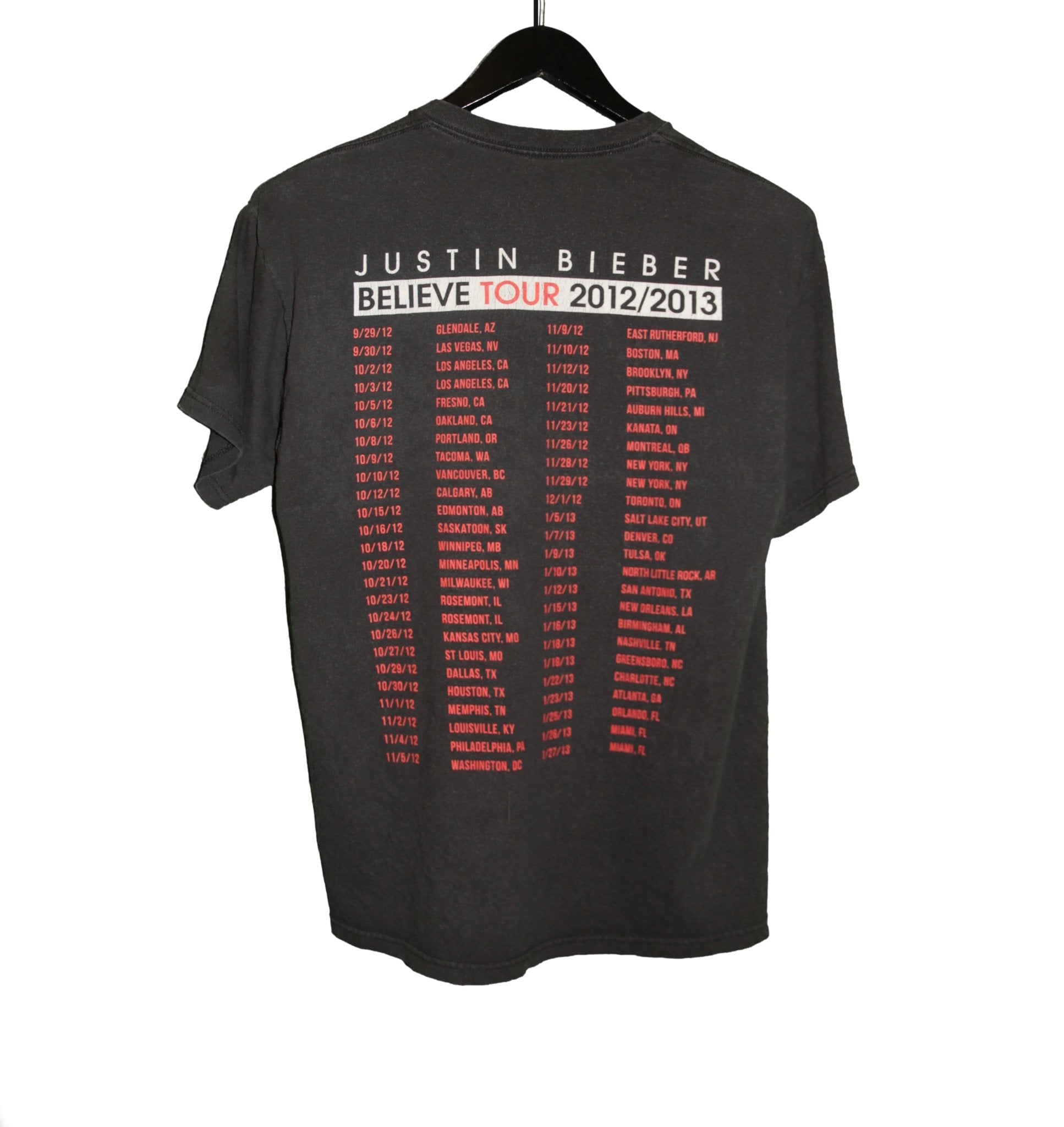 Justin Bieber 2012 Believe Tour Shirt - Faded AU