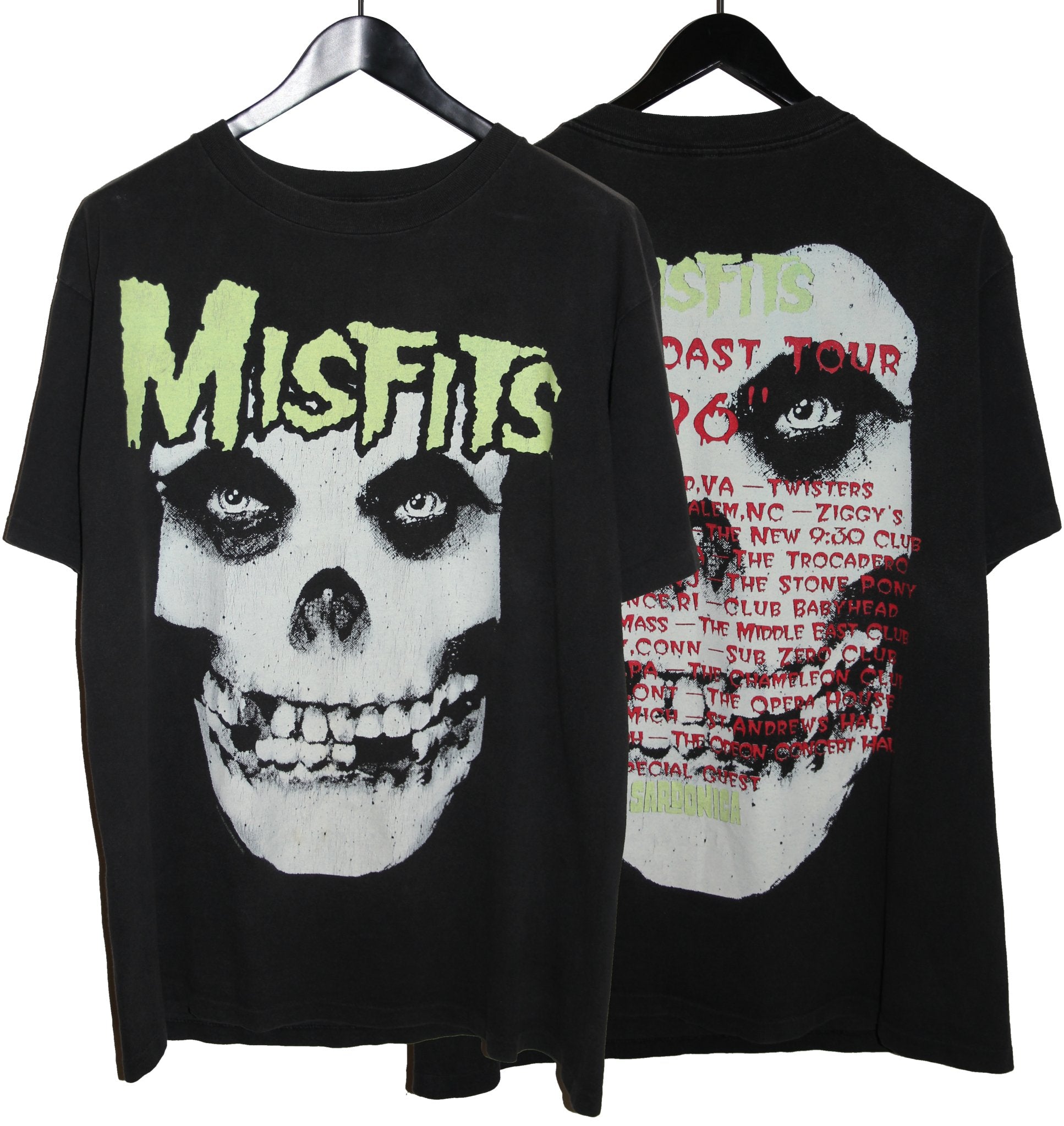 Misfits 1996 Crimson Ghost *Glow In The Dark* East Coast Tour Shirt - Faded AU