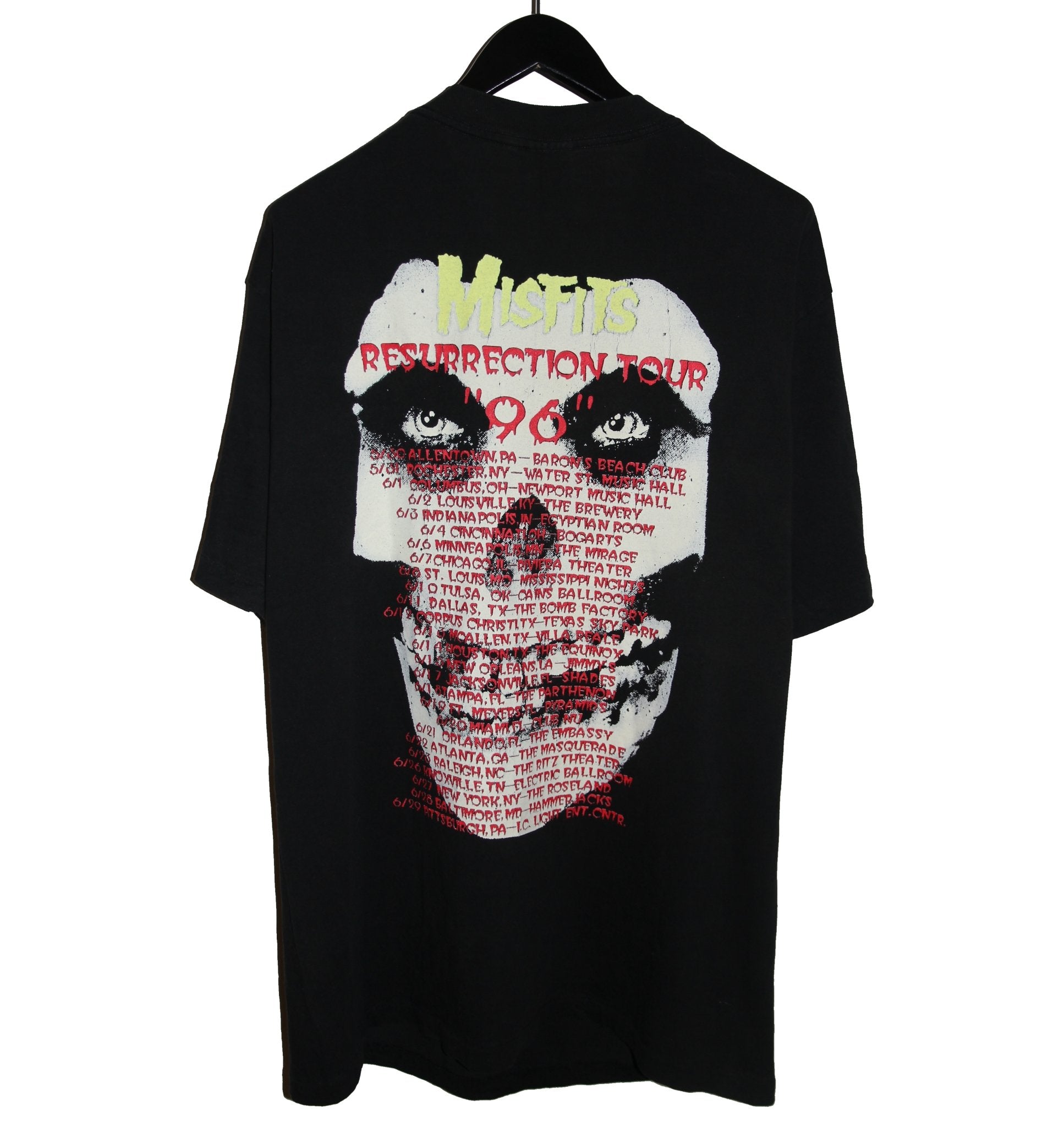 Misfits 1996 Crimson Ghost *Glow In The Dark* Resurrection Tour Shirt - Faded AU