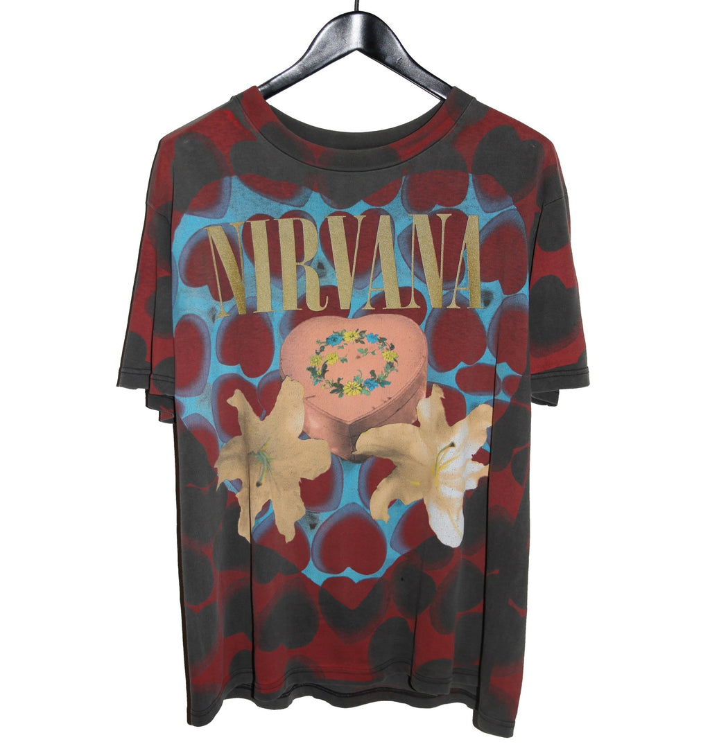 Nirvana 1993 Heart Shaped Box All Over Print Shirt X-LARGE - Faded AU