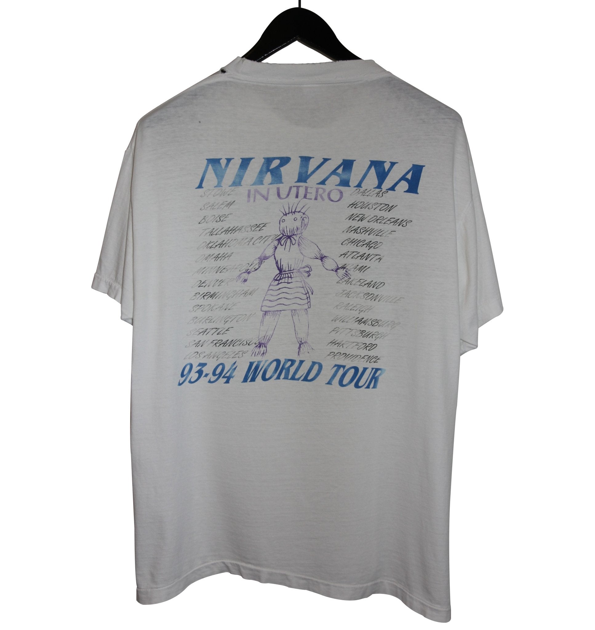 Nirvana 1993/94 In Utero World Tour Shirt - Faded AU