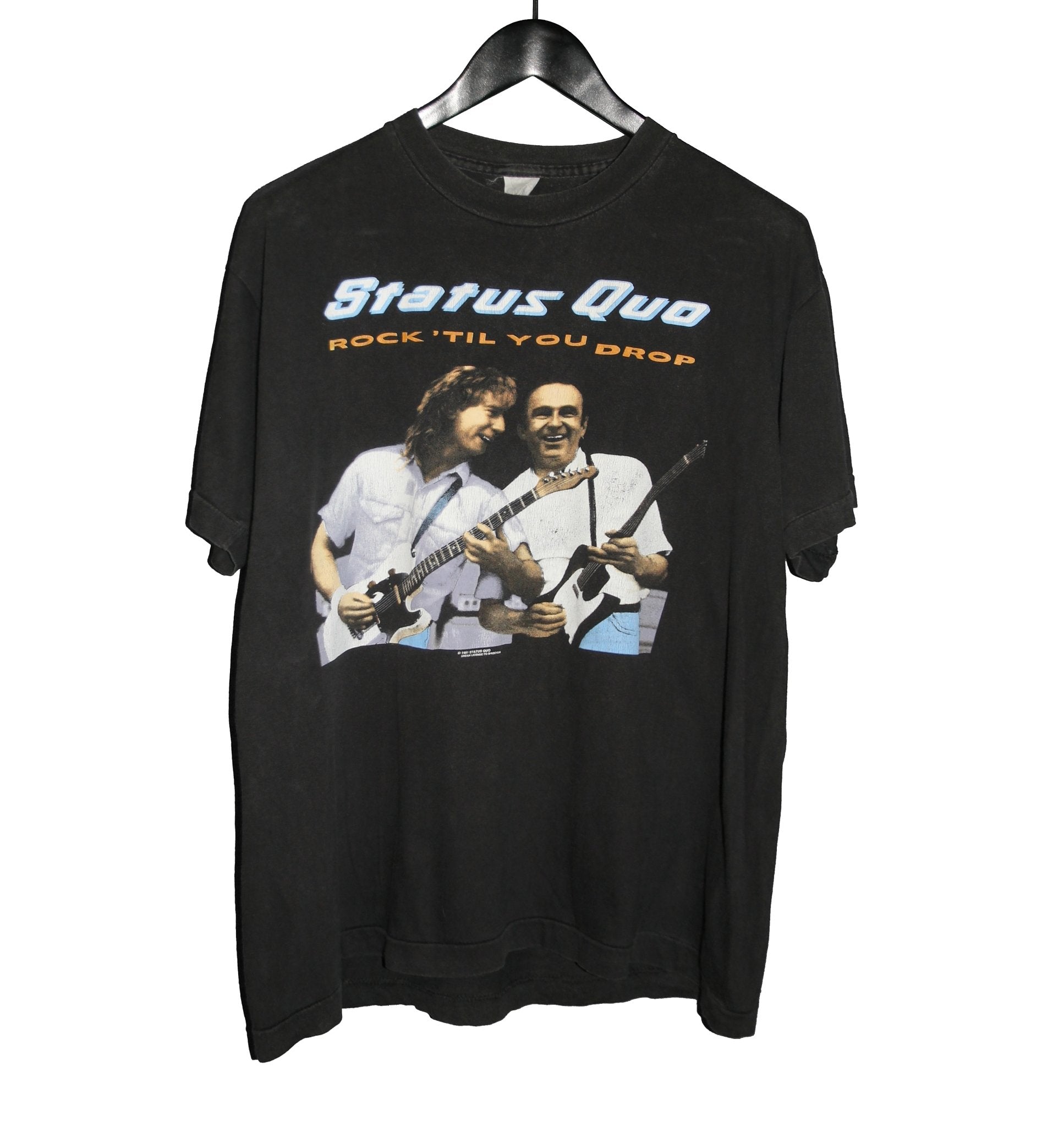 Status Quo 1991 Rock 'Til You Drop Tour Shirt - Faded AU