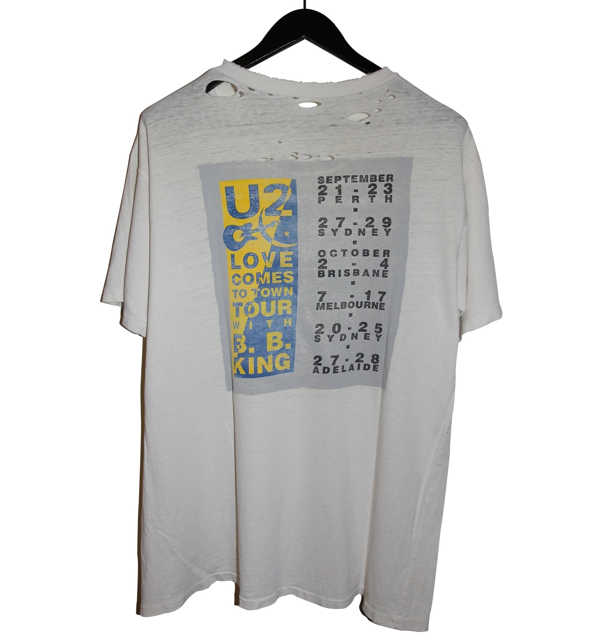 U2 1989 When Love Comes To Town Tour Shirt - Faded AU