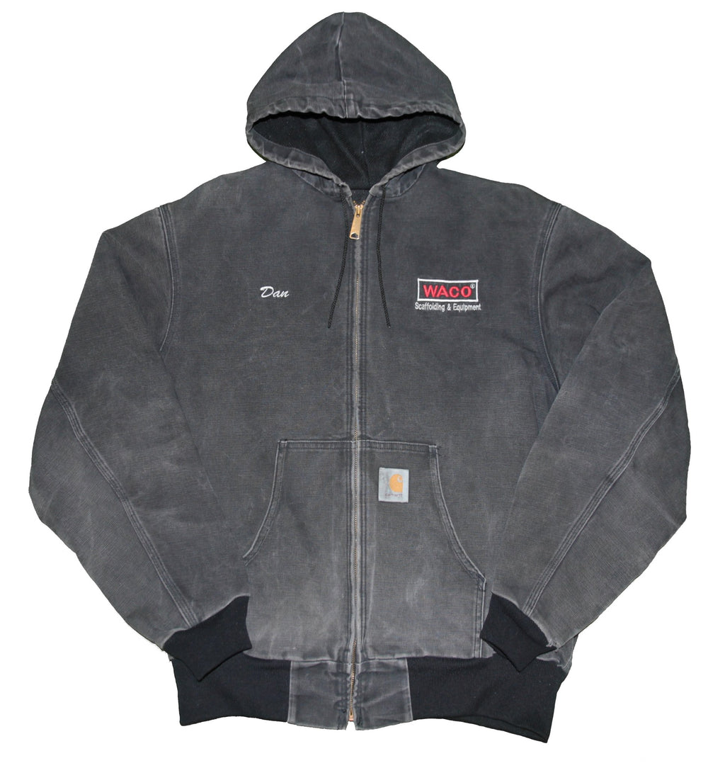 Vintage 90's Carhartt Hooded Worker Jacket Black - Faded AU