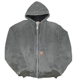 Vintage 90's Carhartt Hooded Worker Jacket Grey - Faded AU
