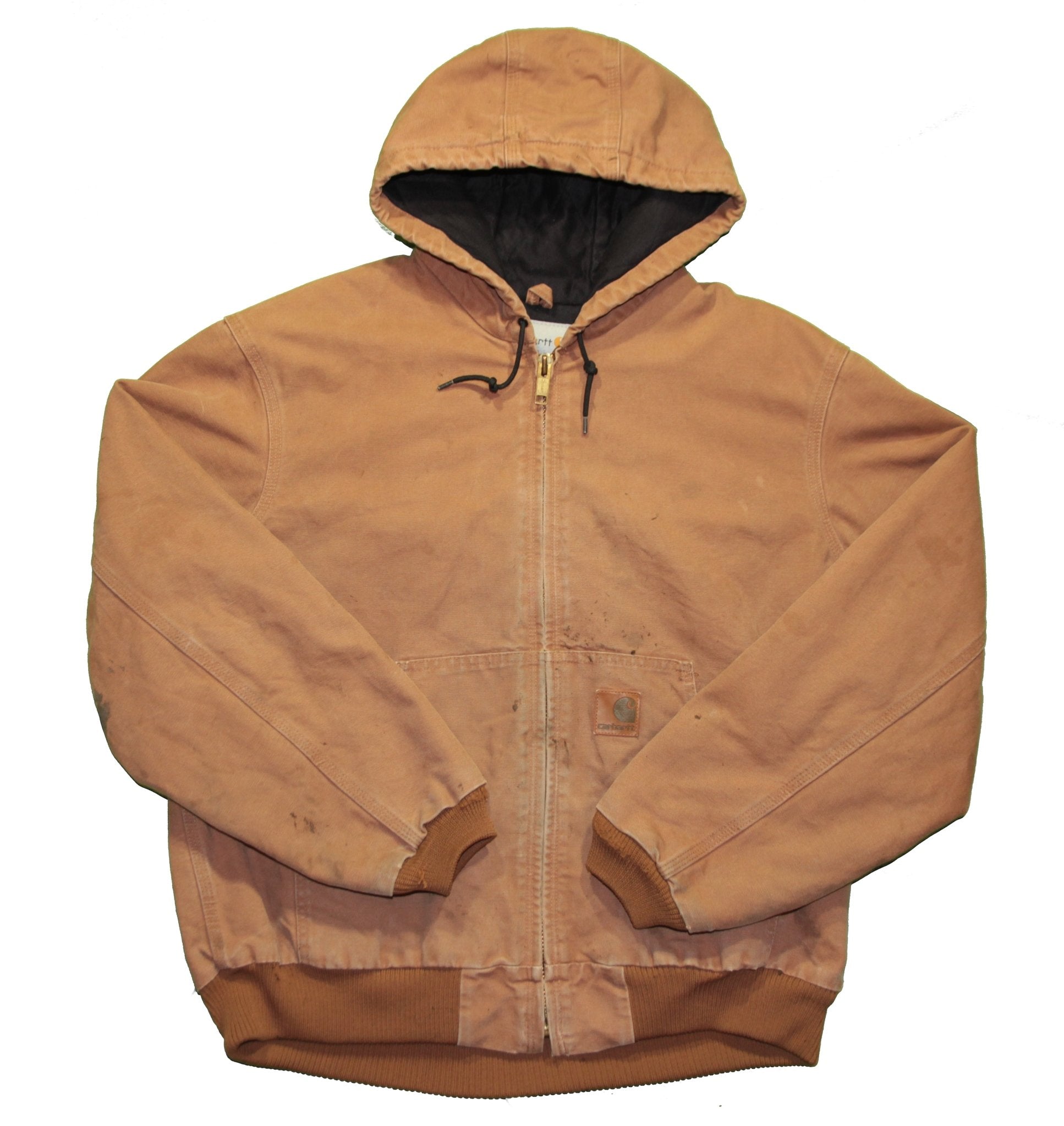 Vintage 90's Carhartt Hooded Worker Jacket Tan - Faded AU